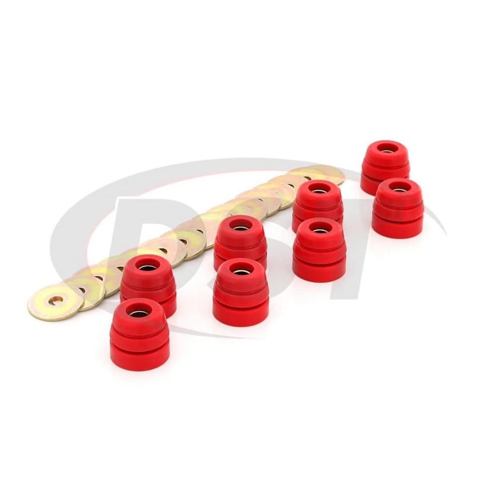 Energy Suspension Body Mount Set for 1973-1982 Chevy Corvette - Red Polyurethane Bushings (Part# 3.4126R) | Performance Upgrade for Smooth Ride & Vibration Reduction