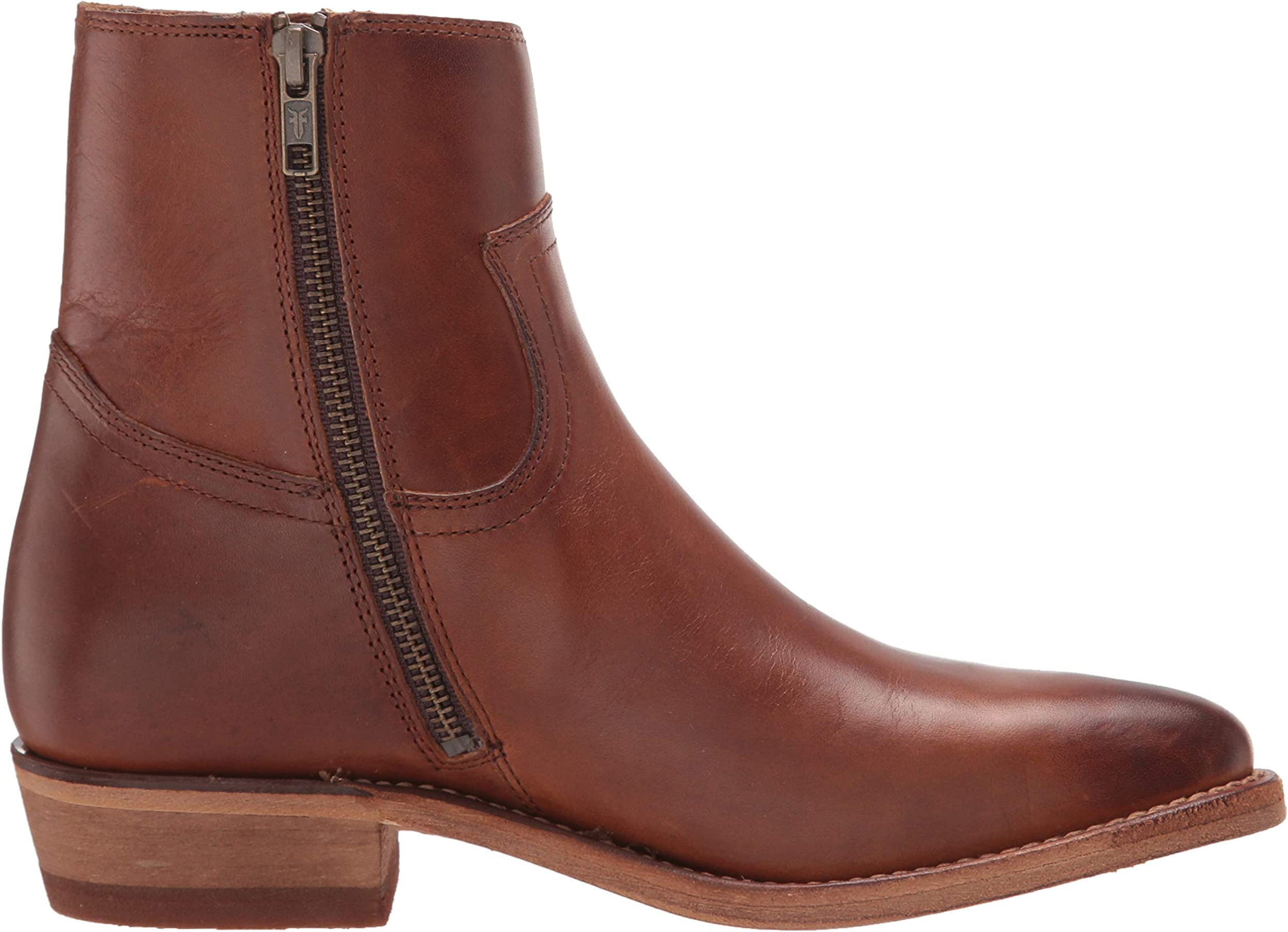 Frye Billy Women's Inside Zip Booties - Genuine Antiqued Leather, Wellington Stitchwork & Brass Hardware - 5.75