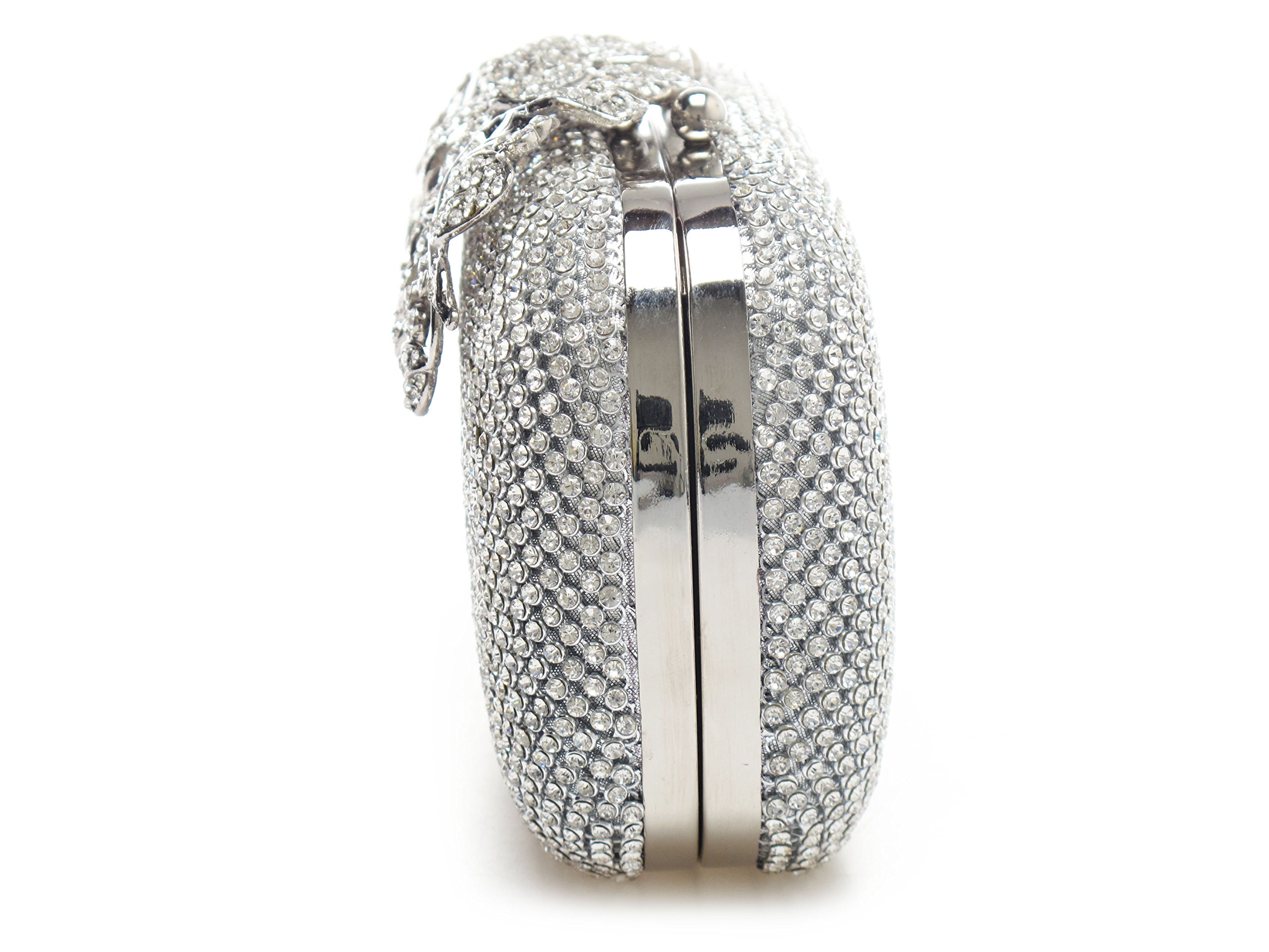 Elegant Silver Crystal Clutch Purse with Unique Clasp - Sparkling Diamond Evening Bag for Party, Wedding, Prom & Special Occasions
