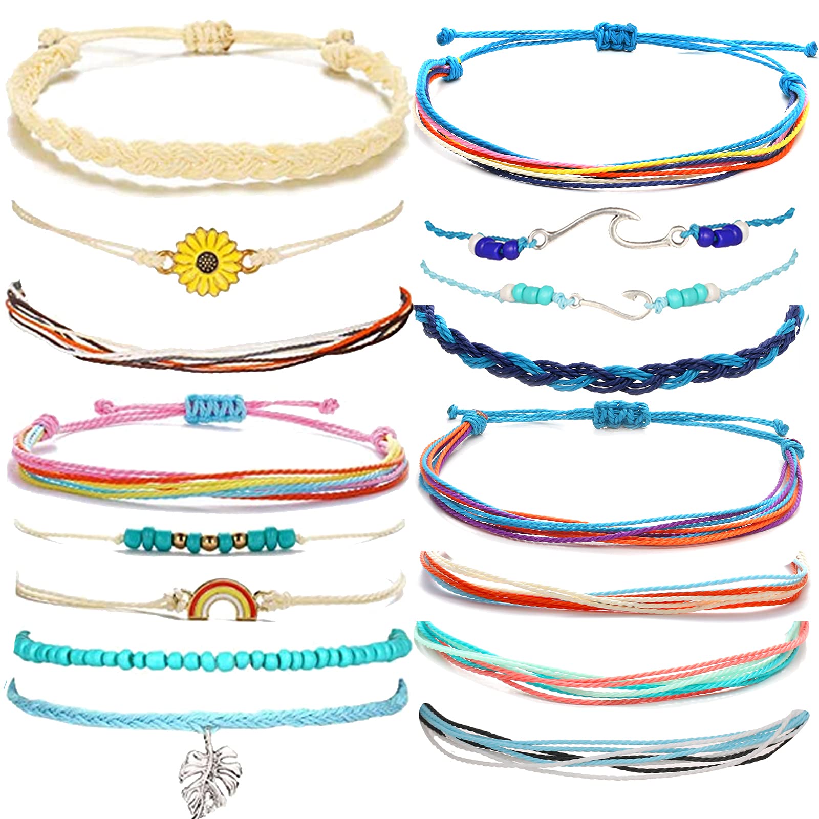 HUASAI Handmade Sunflower String Bracelet - Waterproof Boho Friendship Bracelet for Women & Teen Girls - Perfect for Gifts, Parties, and Everyday Wear