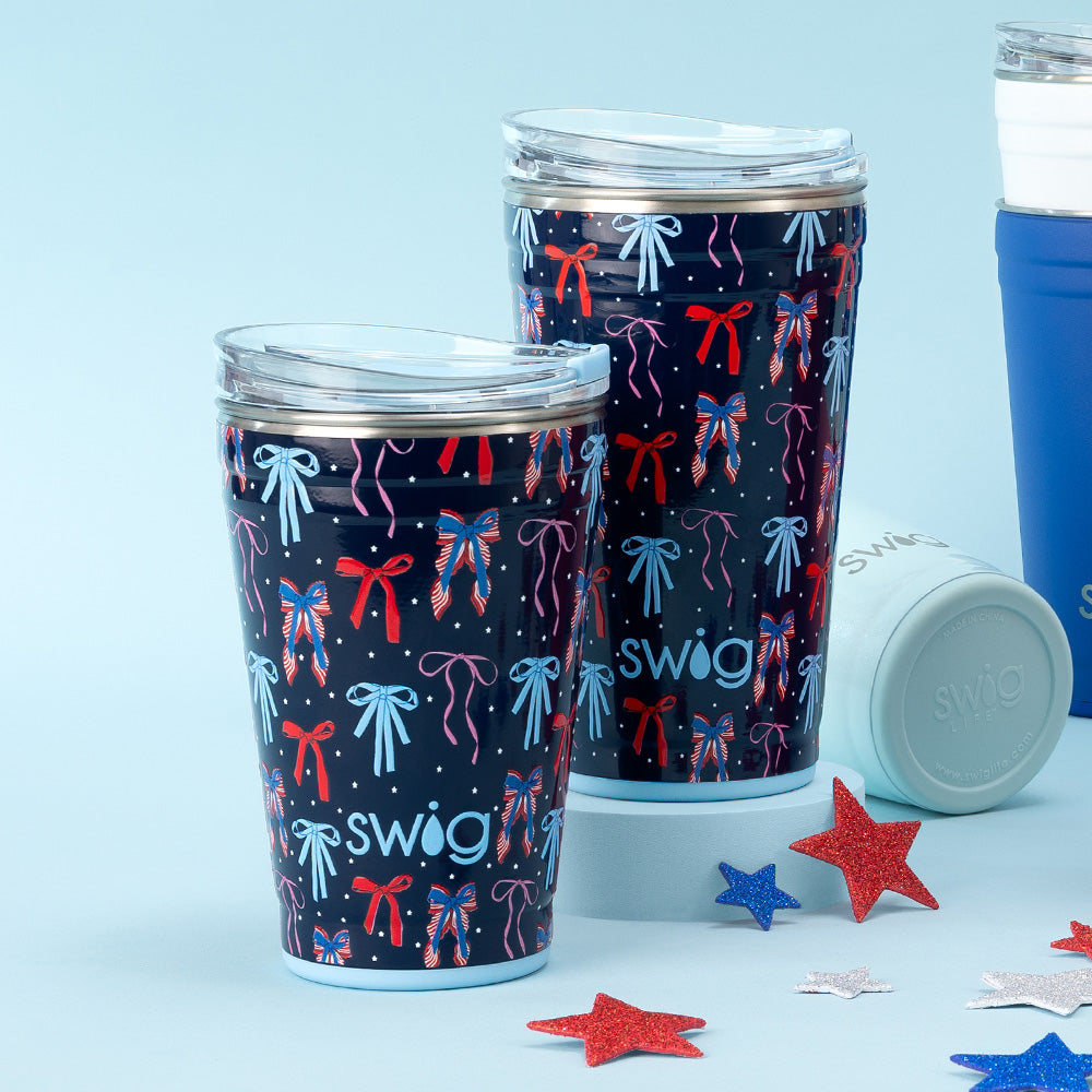 24oz Miss Independence Party Cup - Patriotic Red White Blue Themed Insulated Tumbler for 4th of July, Memorial Day & Summer BBQs - Perfect for Outdoor Events & Festive Celebrations