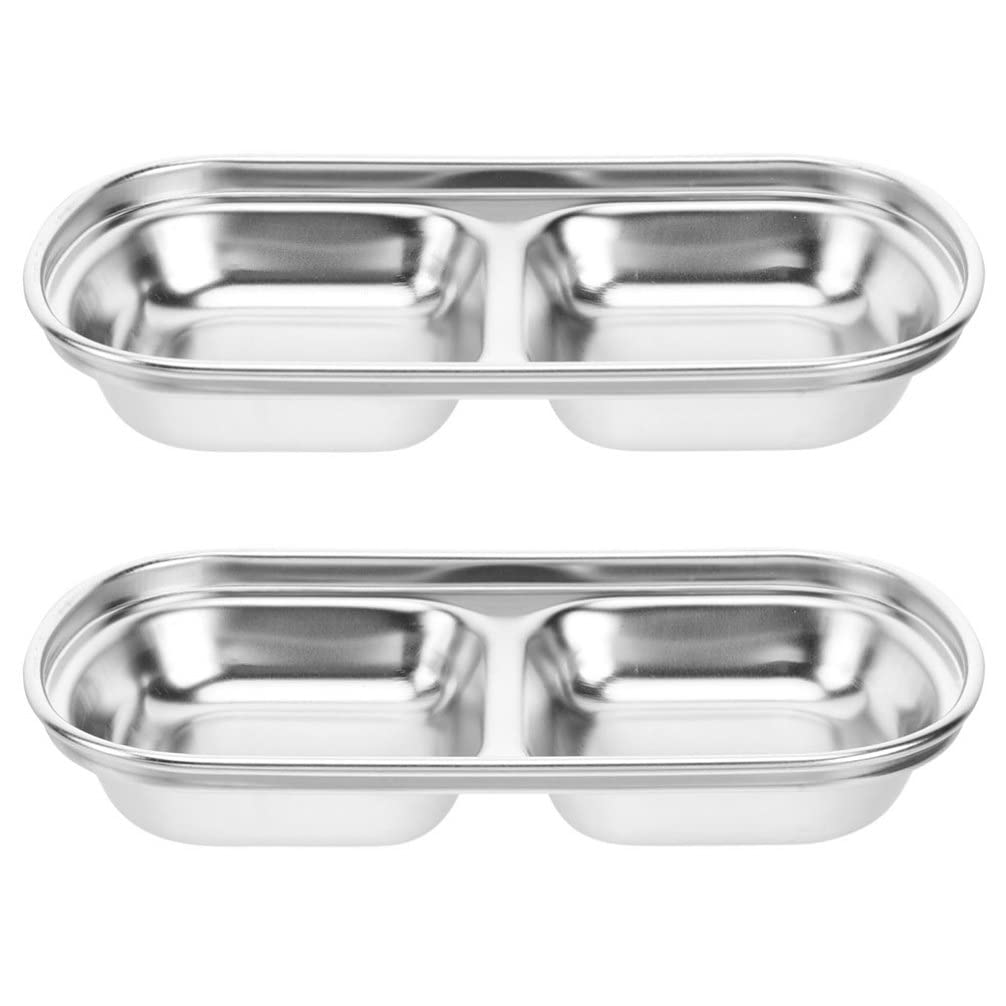 Premium Hemoton 2-Piece Stainless Steel Condiment Dishes Set - Small Dipping Bowls for Sauce, Seasoning, Vinegar & Appetizers - Perfect for Kitchen, Dining Table & Party Serving
