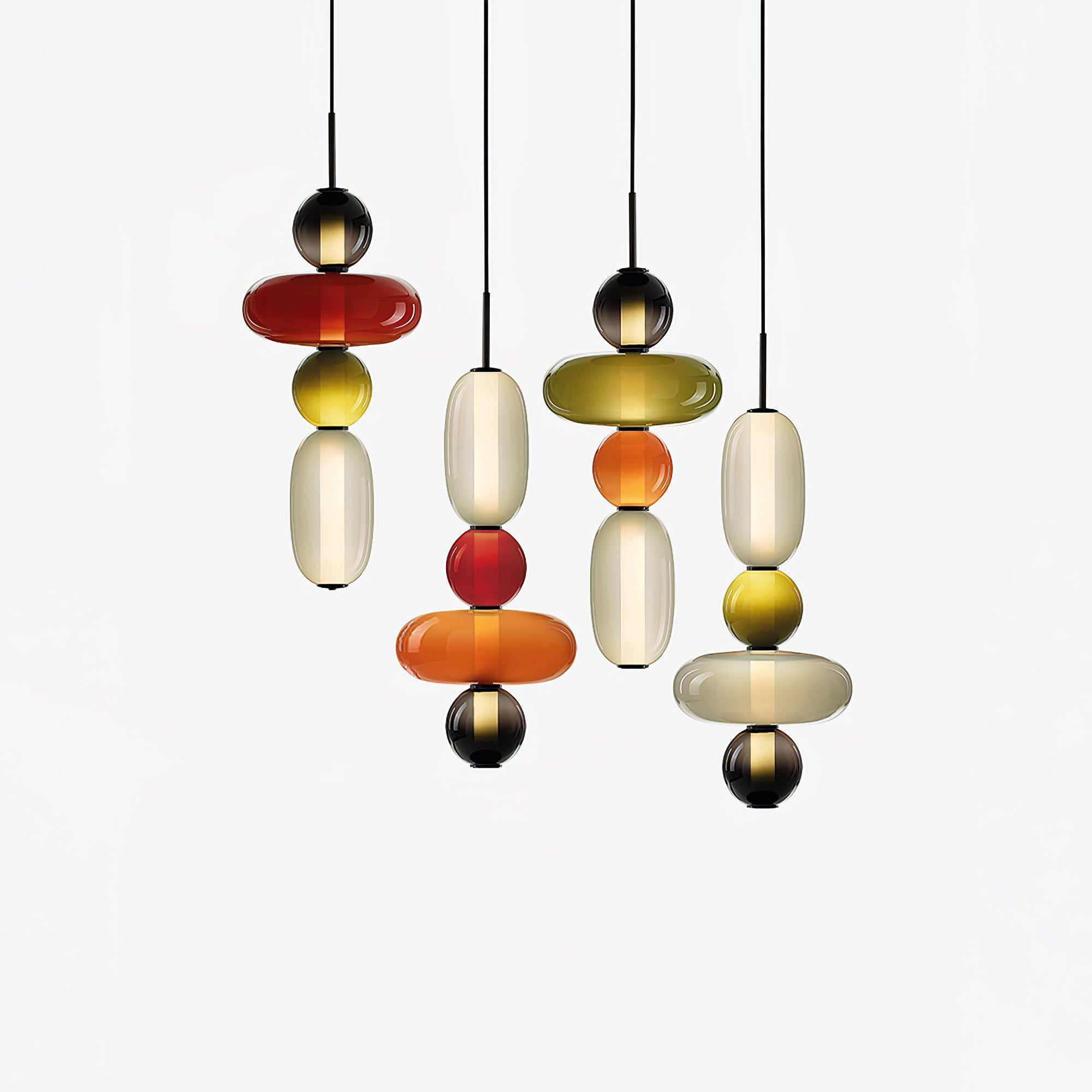 Stylish Candied Glass Pendant Light Set - Modern Hanging Fixture for Dining Room, Kitchen Island & Bedroom Decor