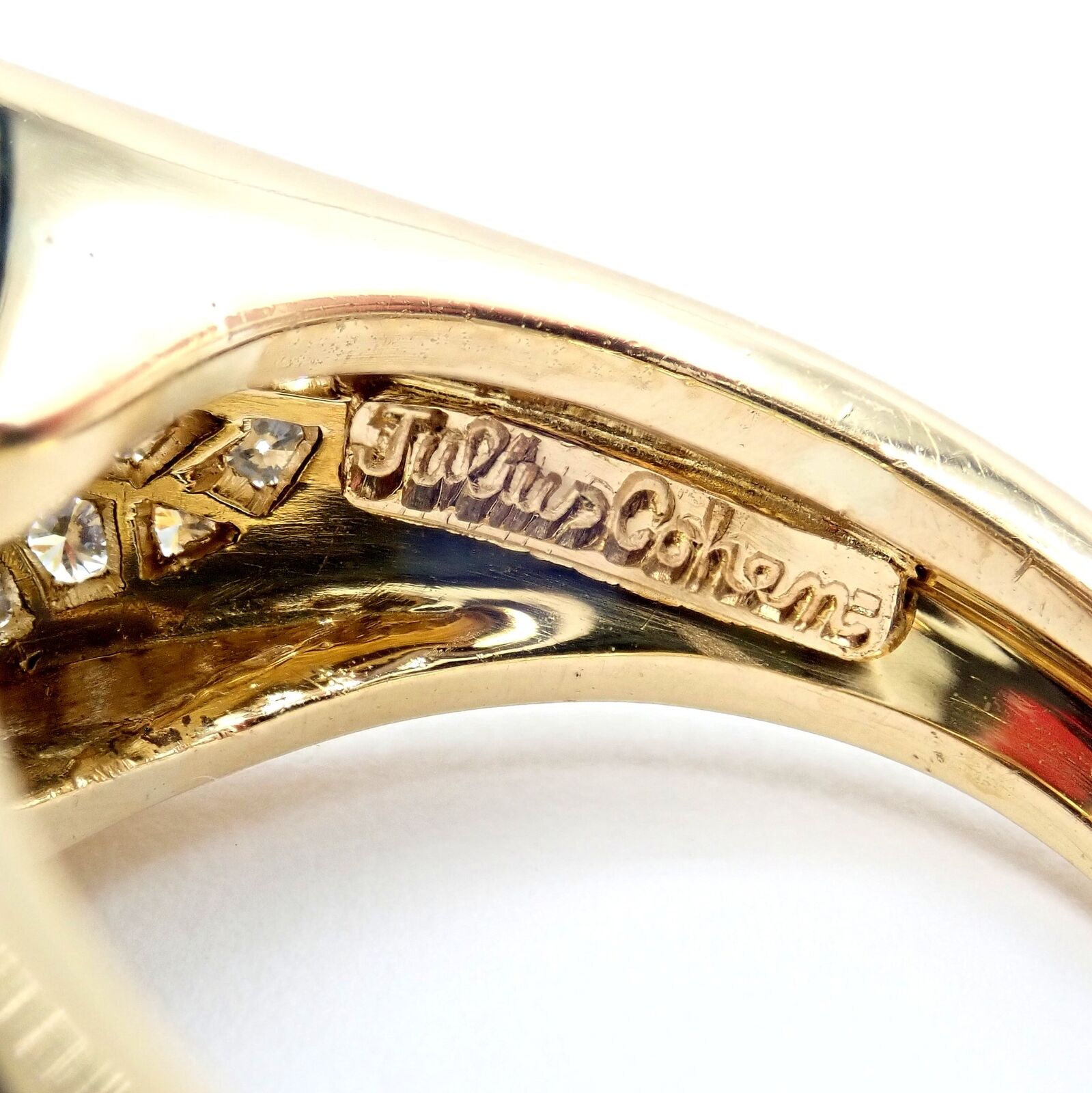 Authentic Julius Cohen 18k Yellow Gold Diamond & Lapis Lazuli Ring for Women - Luxury Statement Jewelry for Weddings, Parties & Special Occasions