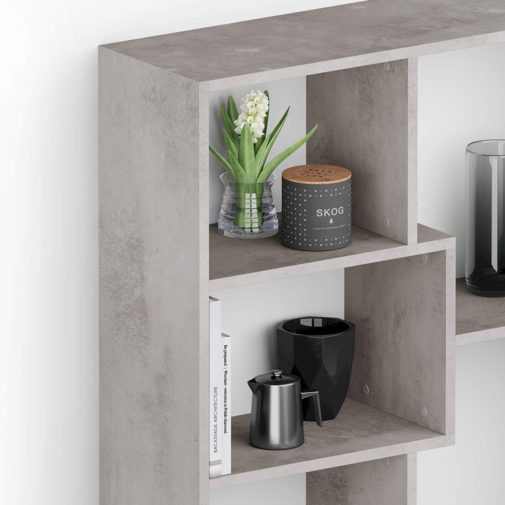 Modern Concrete Effect Grey Bookcase XS Iacopo - 63.31