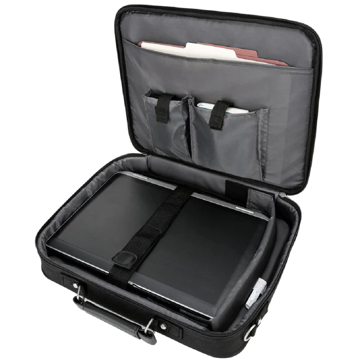 Targus 16-Inch Laptop Bag with Padded Compartment & Detachable Shoulder Strap - Durable Clamshell Design for Business Travel & Daily Commute (Black, Model CN01)