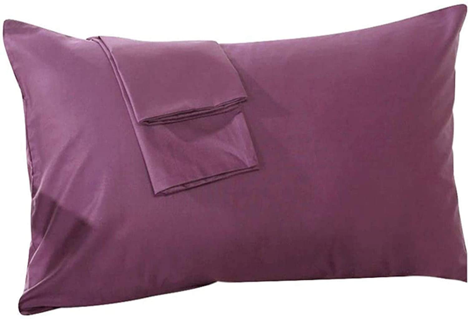 Premium 12x16 Travel Pillow Case Set of 2 - 100% Egyptian Cotton 600 Thread Count with Zipper Closure | Soft Toddler Pillow Cover for Airplane, Car & Home Use (Plum Solid)