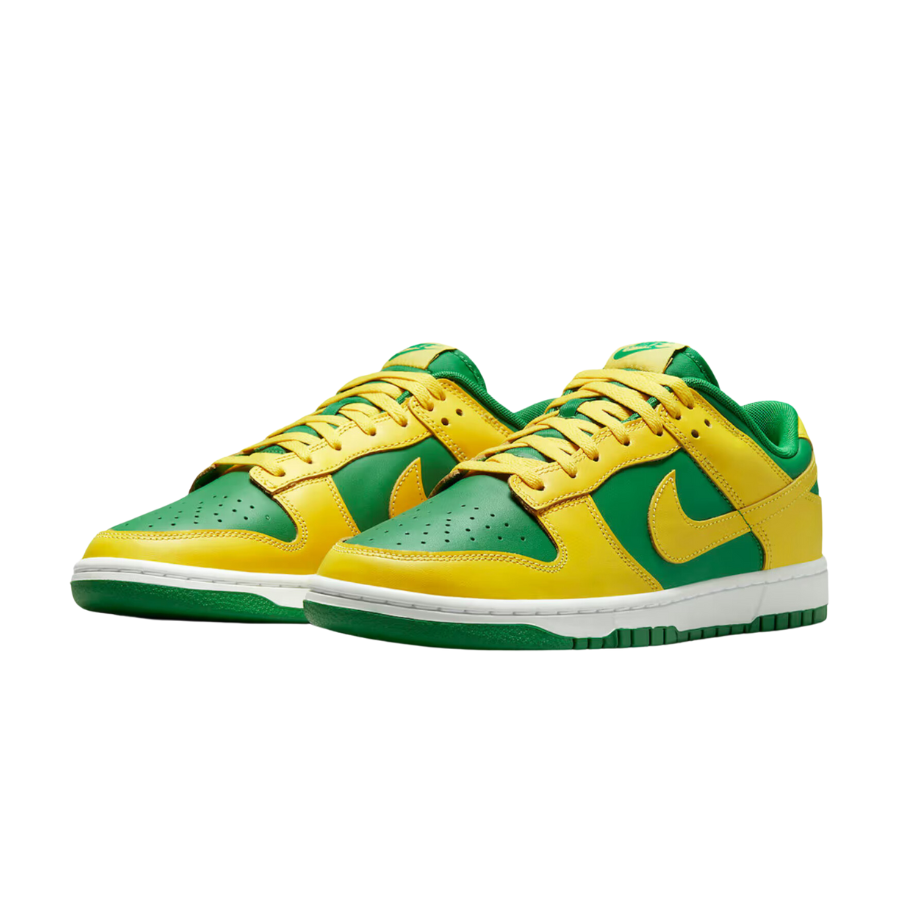 Nike Dunk Low Retro Reverse Brazil Sneakers - Apple Green, Yellow Strike & White Colorway | Casual Streetwear & Basketball Shoes for Men & Women | Perfect for Everyday Wear, Gym & Sports