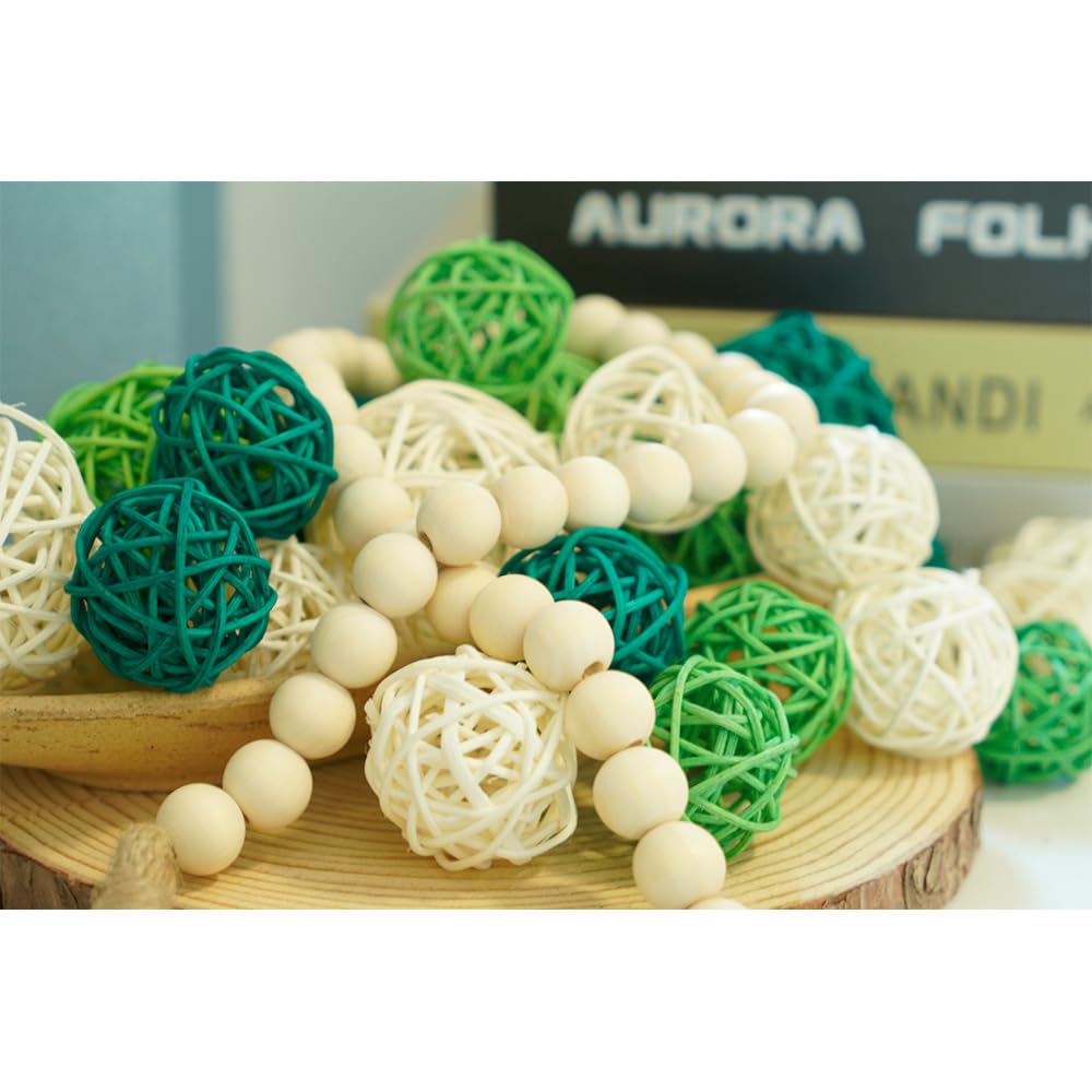Handmade Wicker Rattan Balls 20-Pack - Natural Green Decorative Orbs for Home Decor, DIY Crafts, Vase & Bowl Fillers - Perfect for Wedding Centerpieces, Table Displays & Boho Home Styling