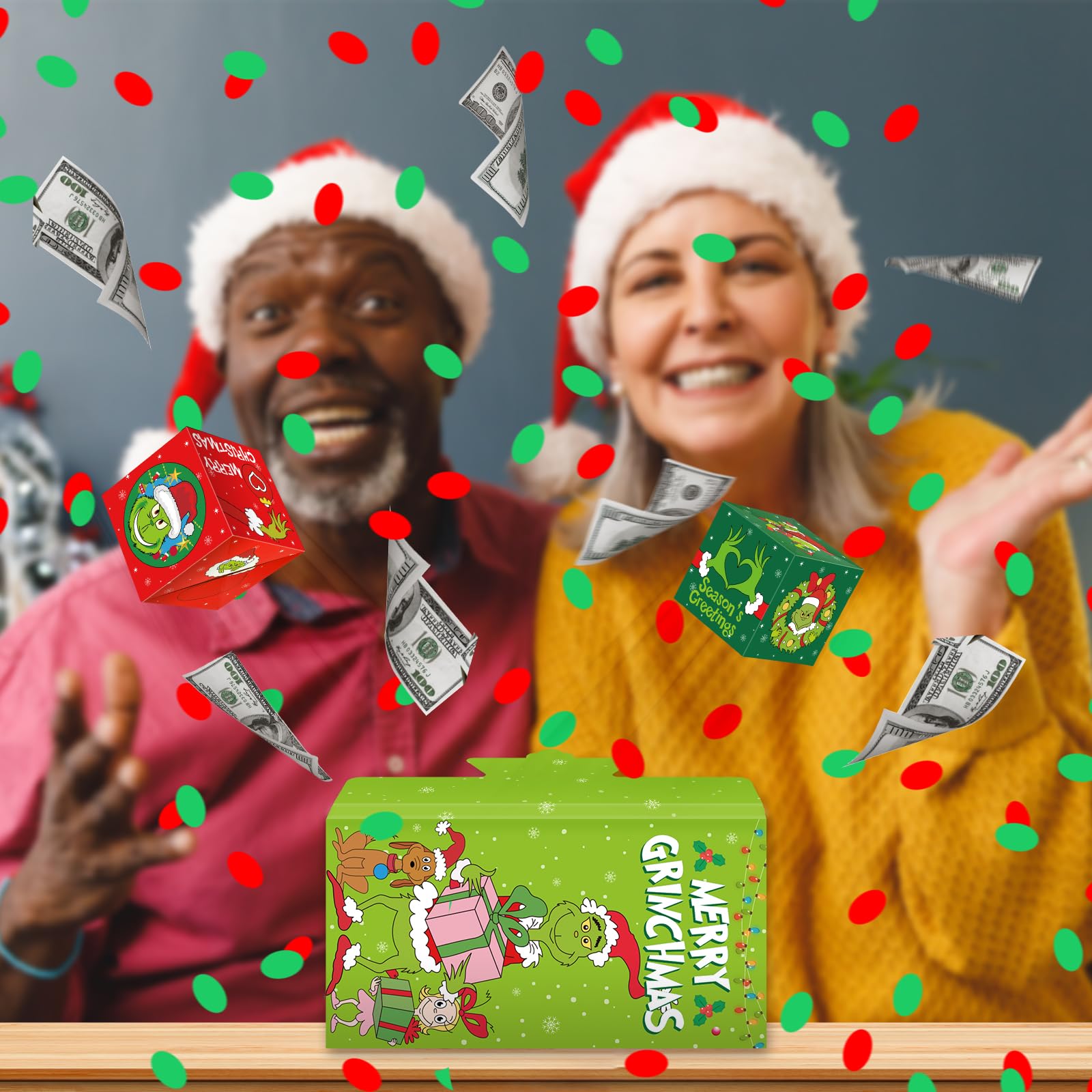 Christmas Money Explosion Gift Box - Pop Up Card with Confetti for Kids & Adults | Fun Cash Gift for Holidays