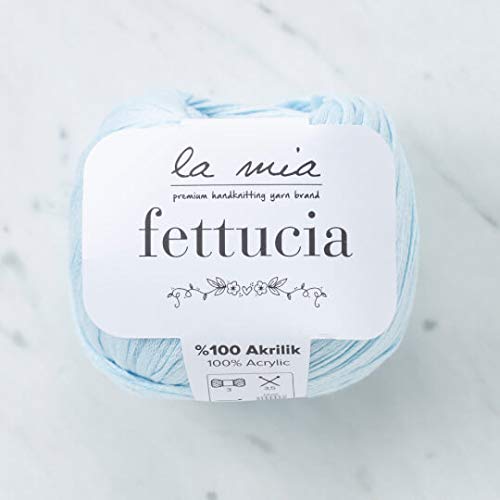 6-Pack La Mia Fettucia Chainette Tape Yarn - 100% Acrylic, 10.5oz Total (1.76oz/50g Each, 131 Yards/120m) - Light DK Weight, Baby Blue (L069) - Perfect for Knitting, Crochet, and DIY Craft Projects