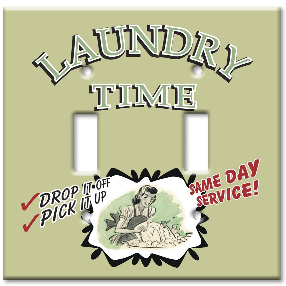 Oversized Double Gang Toggle Art Switch Plate - Decorative Metal Wall Cover - Made in USA - Perfect for Laundry Rooms & Home Decor