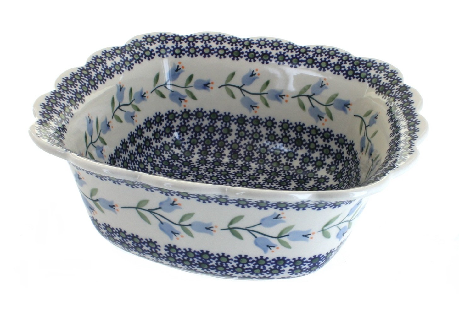 Blue Rose Polish Pottery Tulip Large Square Serving Dish - Handmade Ceramic Platter for Entertaining, Dining & Home Decor