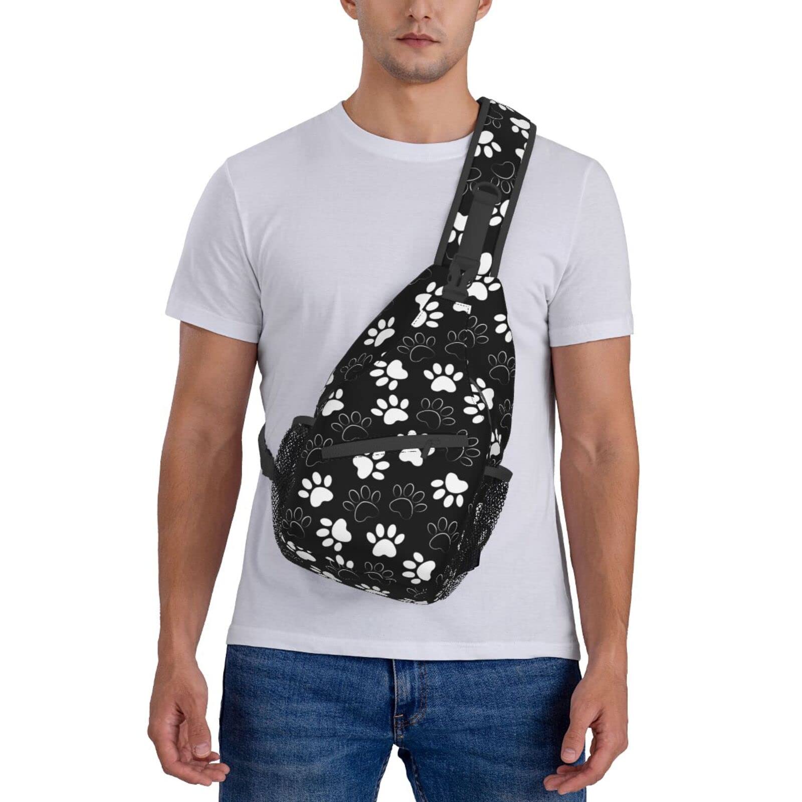 Stylish Dog Paw Print Crossbody Sling Backpack - Lightweight Chest Shoulder Bag for Travel, Hiking & Daily Use - Perfect Daypack for Women & Men