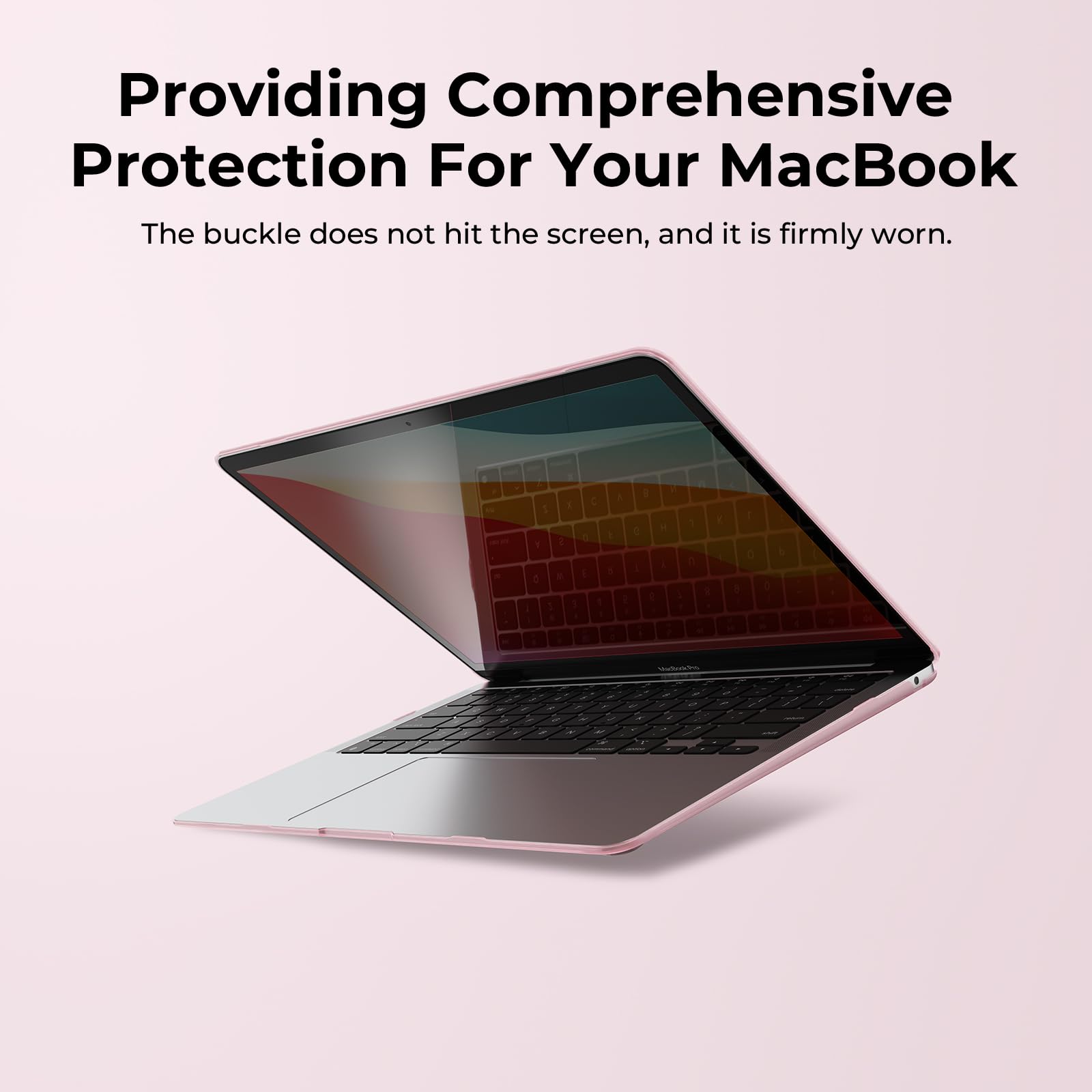 EooCoo Hard Protective Case for MacBook Air 13 inch (M1 Chip 2021-2018) with Retina Display | 13.3 inch Shockproof Plastic Cover + Clear Keyboard Protector + Anti-Glare Screen Protector in Crystal Pink | Perfect for Travel, Office & School Use