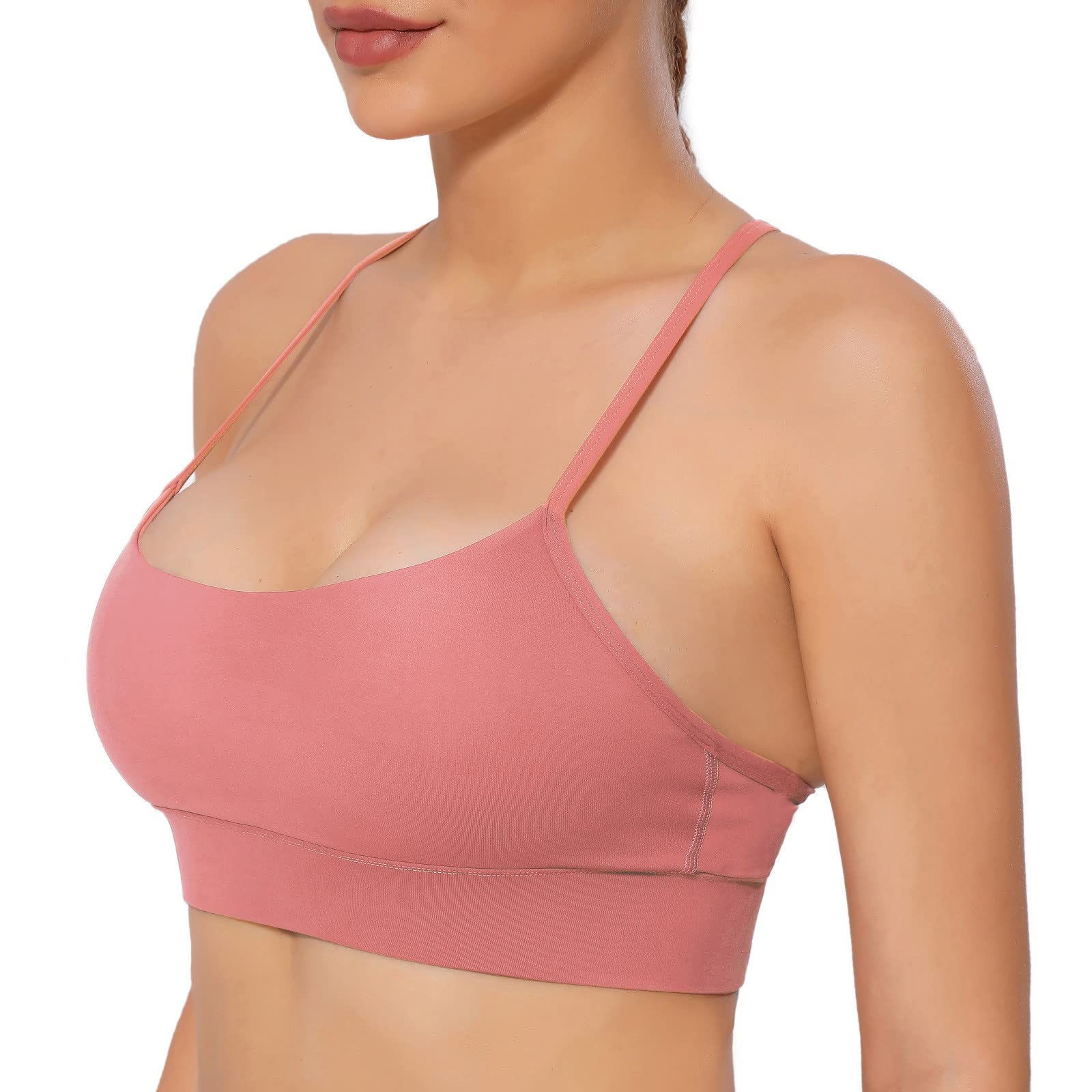 Women's Criss-Cross Back Sports Bras - Padded Shockproof Low Impact Workout Top for Yoga, Fitness & Running | Comfortable Cropped Tank for Active Lifestyle