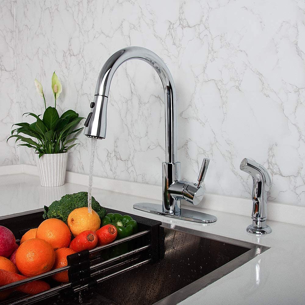 Brushed Nickel Kitchen Sink Sprayer with 17 Adapters - for Easy Replacement & Cleaning