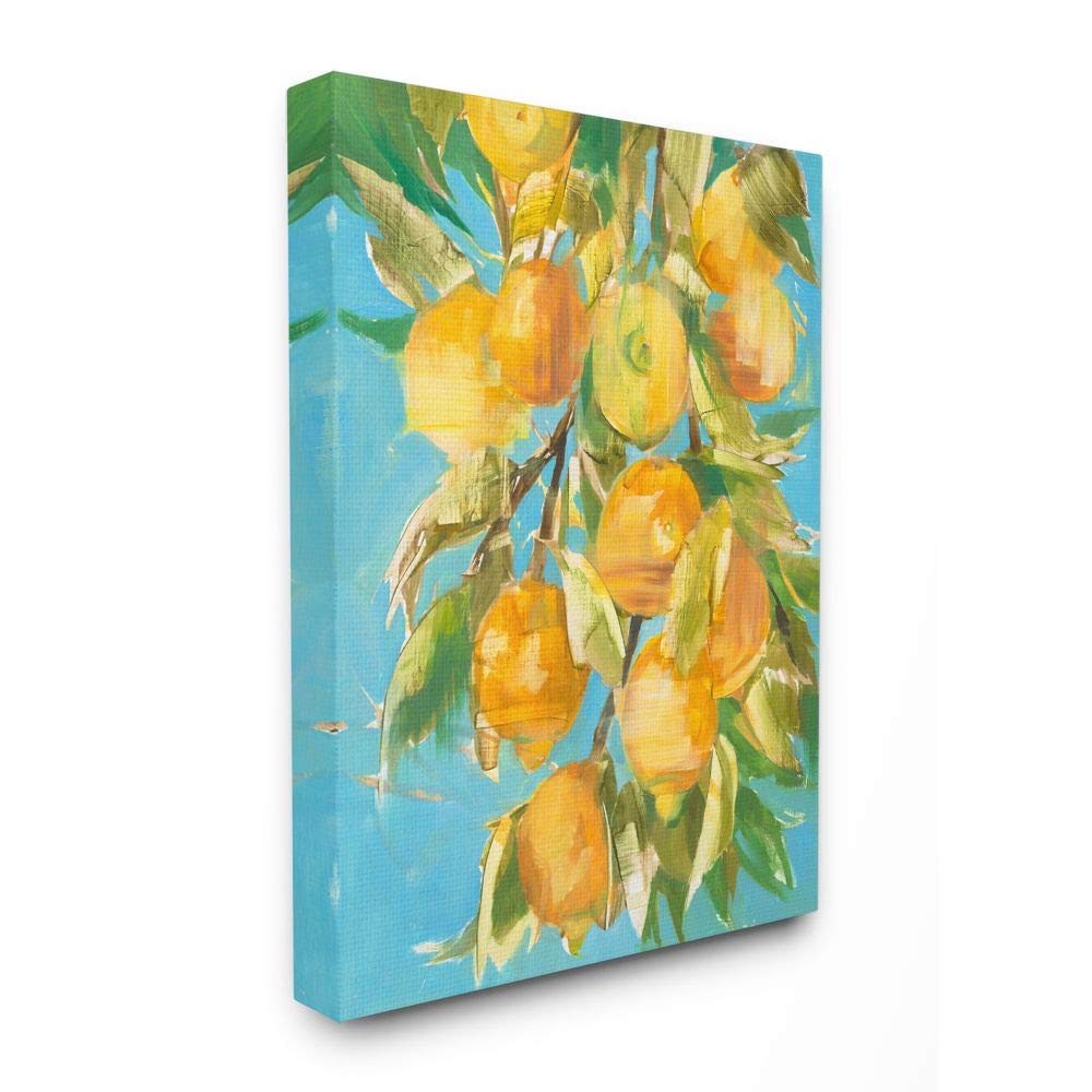 Stupell Industries Ripe Lemon Tree Distortion Wall Art - Yellow Blue Green Canvas Print 36x48 Inches - Modern Home Decor for Living Room, Bedroom & Office