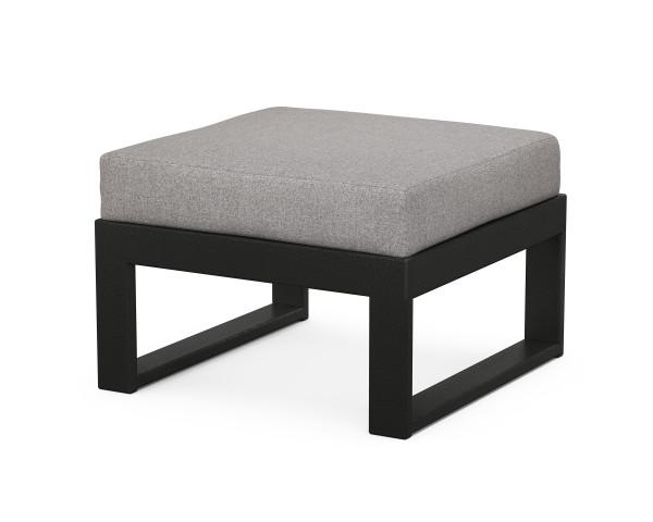 Polywood Black Modular Outdoor Ottoman - Weather-Resistant Patio Furniture for Deck, Poolside & Garden Seating
