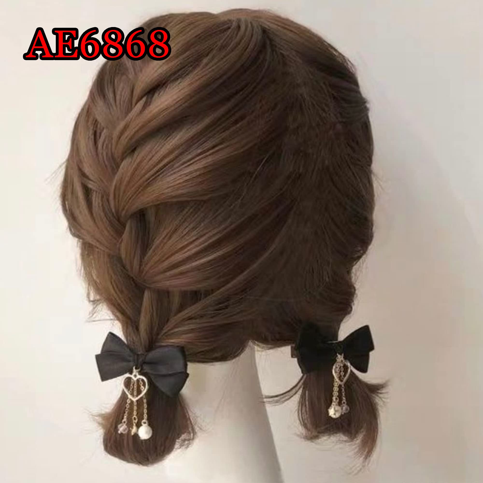 2pcs Lolita Black Hair Bow Clips with Star & Heart Charms - Cute Anime Hair Accessories for Girls & Teens - Perfect for Cosplay, School, Parties & Daily Styling