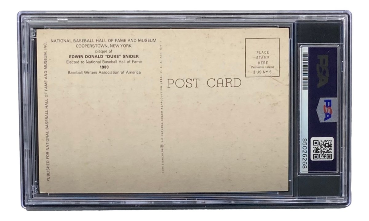 Duke Snider Autographed 4x6 Brooklyn Dodgers Hall of Fame Plaque Card - PSA/DNA Certified #85026268 - Perfect for Baseball Memorabilia Collections & Sports Fan Gifts