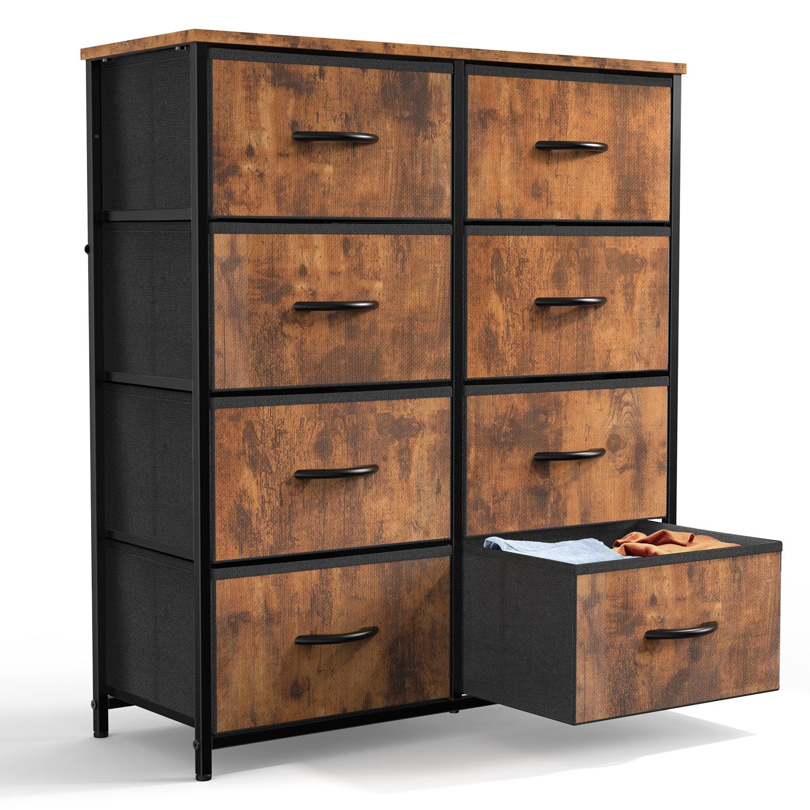 8-Drawer Tall Dresser for Bedroom - Wood Top & Sturdy Steel Frame Chest of Drawers - Perfect for Closet Organization & Bedroom Storage