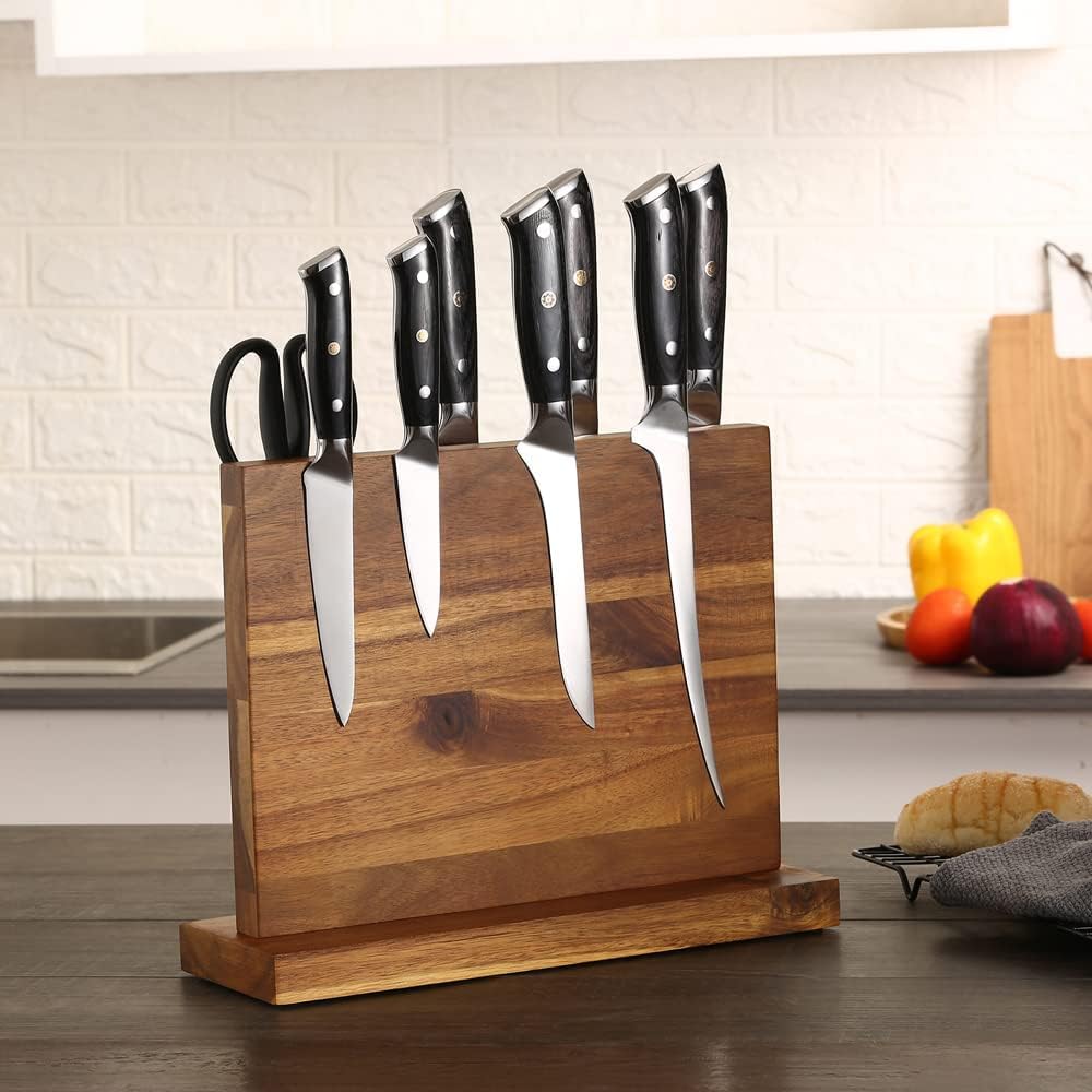 Premium Magnetic Knife Holder - Strong Magnetic Knife Block Stand for Kitchen Knives - Safe Cutlery Storage & Display Rack - Perfect for Home Chefs & Professional Kitchens