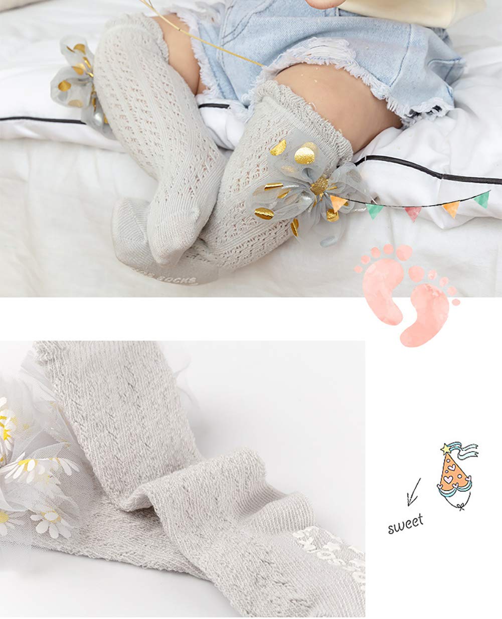 1 Pair Baby Girls Boys Cotton Knee High Socks - Soft Uniform Tube Ruffled Stockings for 0-4T Toddlers - Perfect for School Uniforms, Photo Shoots & Everyday Wear