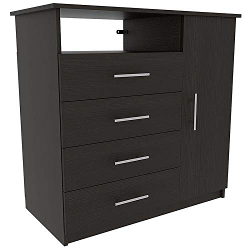 BOWERY HILL Modern 4-Drawer Dresser in Espresso Finish - Perfect for Bedroom, Living Room, or Office Storage Organization