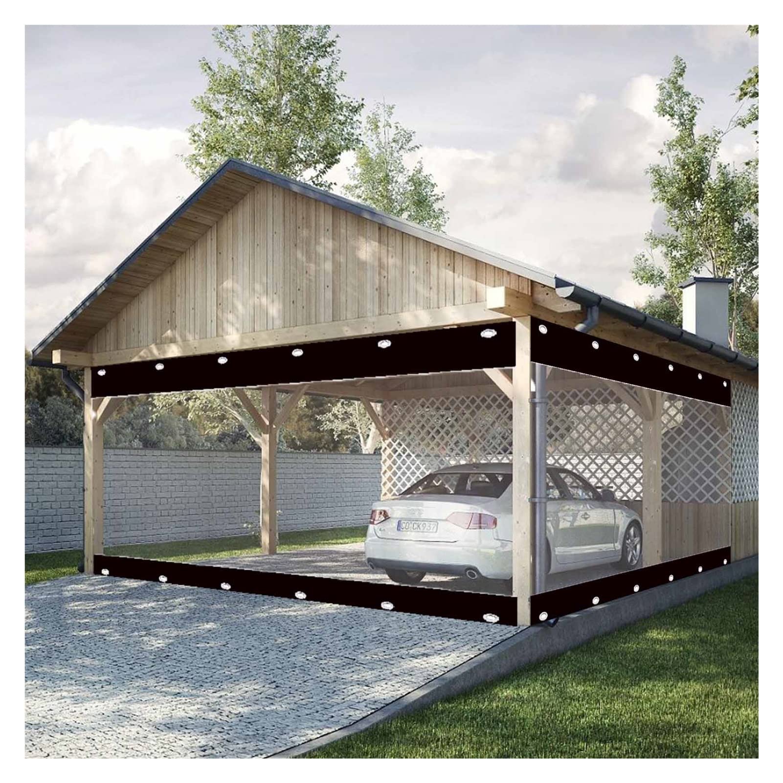 PVC Car Wash Partition Curtain - Dust-Proof Garage Enclosure Tent with Side Panels (4.59x5.9ft, Black) for Auto Detailing, Outdoor Vehicle Protection & Gazebo Shelter