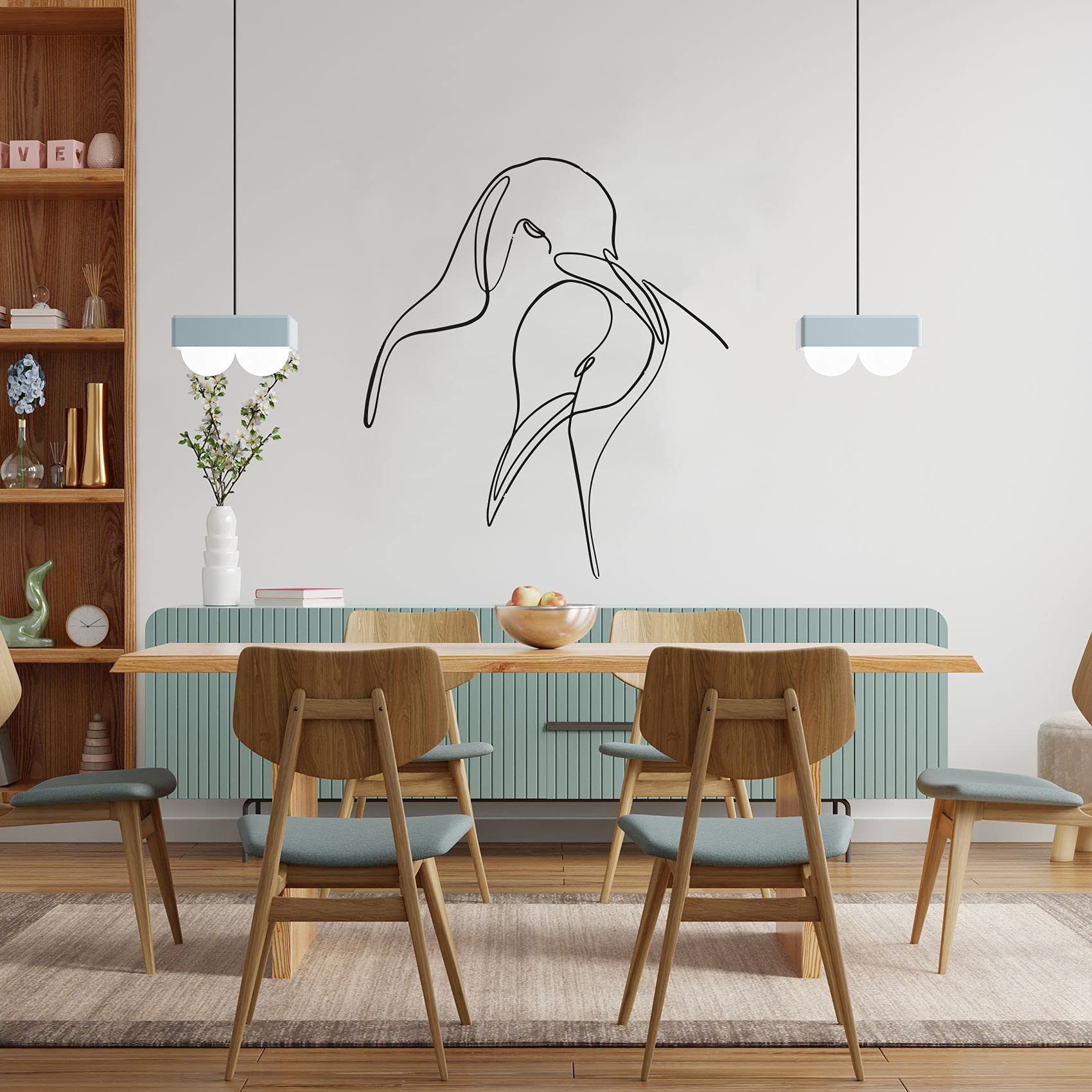 Elegant Penguin Pair Silhouette Vinyl Wall Art Sticker - 20x18 Inch Line Design Decal for Kids Room, Nursery, Study & Home Decor - Perfect for Boys & Girls Bedroom Wall Decoration