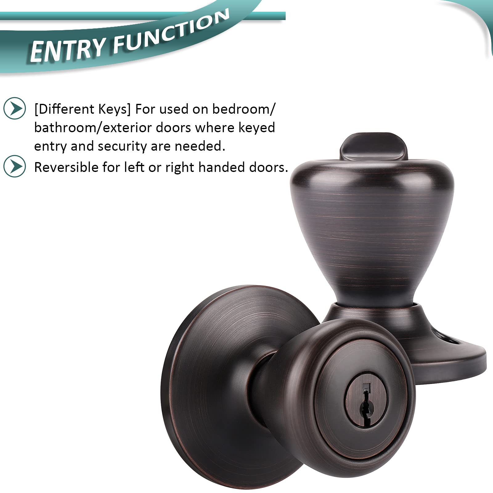 GOBEKOR Oil Rubbed Bronze Keyed Entry Door Knob with Lock & Key - 1 Pack Exterior Tulip Door Knob for Home Security & Privacy (Perfect for Front Doors, Bedrooms & Office Spaces)