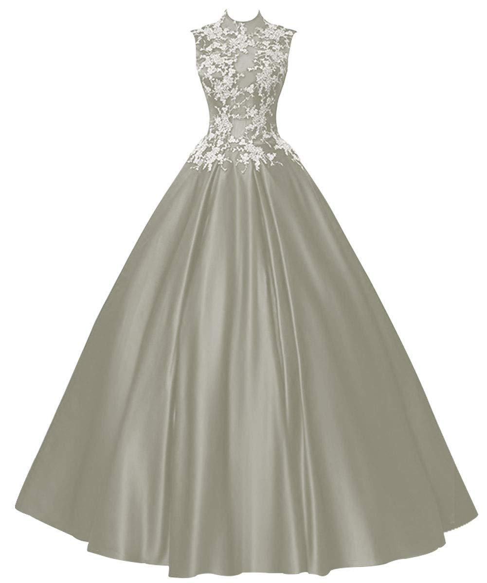 Elegant Long Prom Dress for Quinceanera | Princess Evening Gown with Halter Neckline | Sleeveless Satin Formal Gown for Homecoming, Ball & Special Occasions