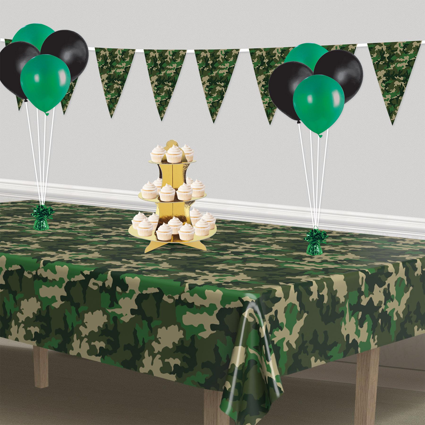 12 Pack Camo Pennant Party Banner - Patriotic Military Themed Decor for Outdoor Events, Tailgating & Home Parties