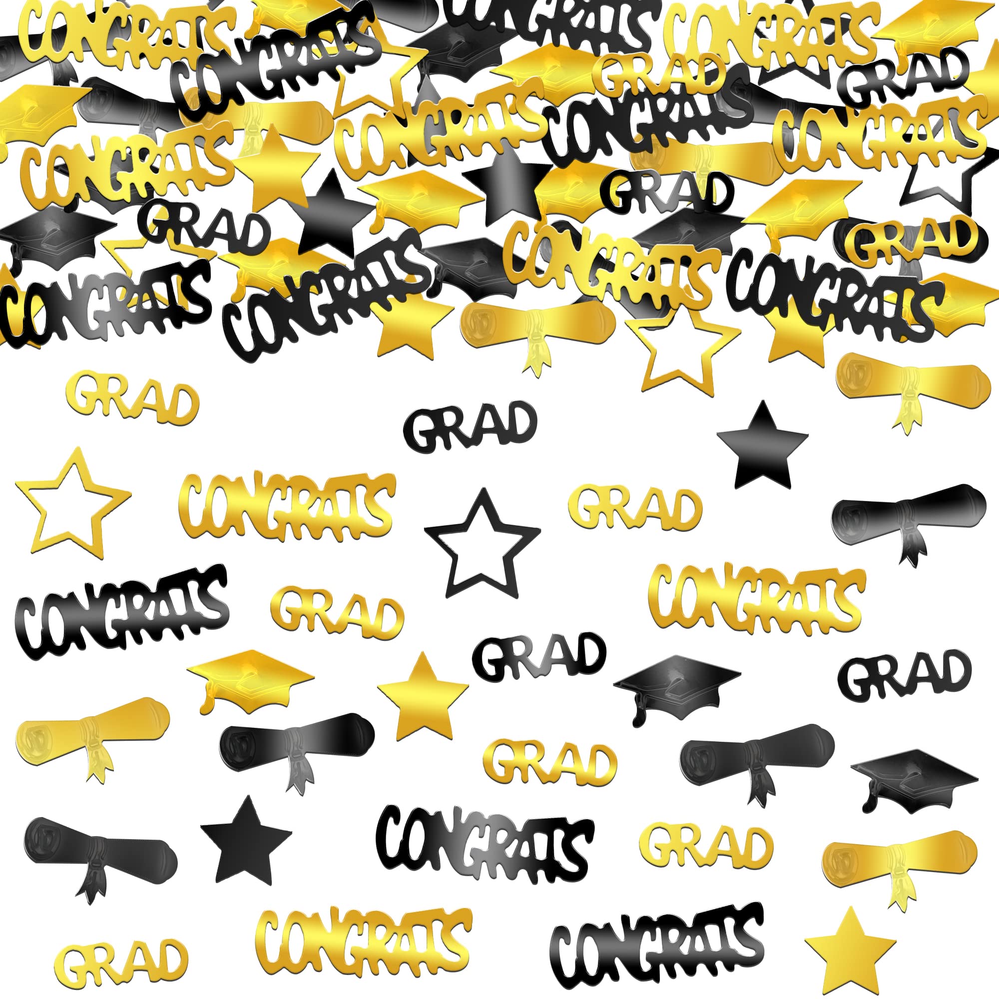 KatchOn Black and Gold Graduation Confetti 2025 - 1300pcs Bulk Pack for Graduation Party Decorations, Table Scatter, Class of 2025 Celebrations | Perfect for Graduation Centerpieces, Photo Backdrops & Cap Throw Moments