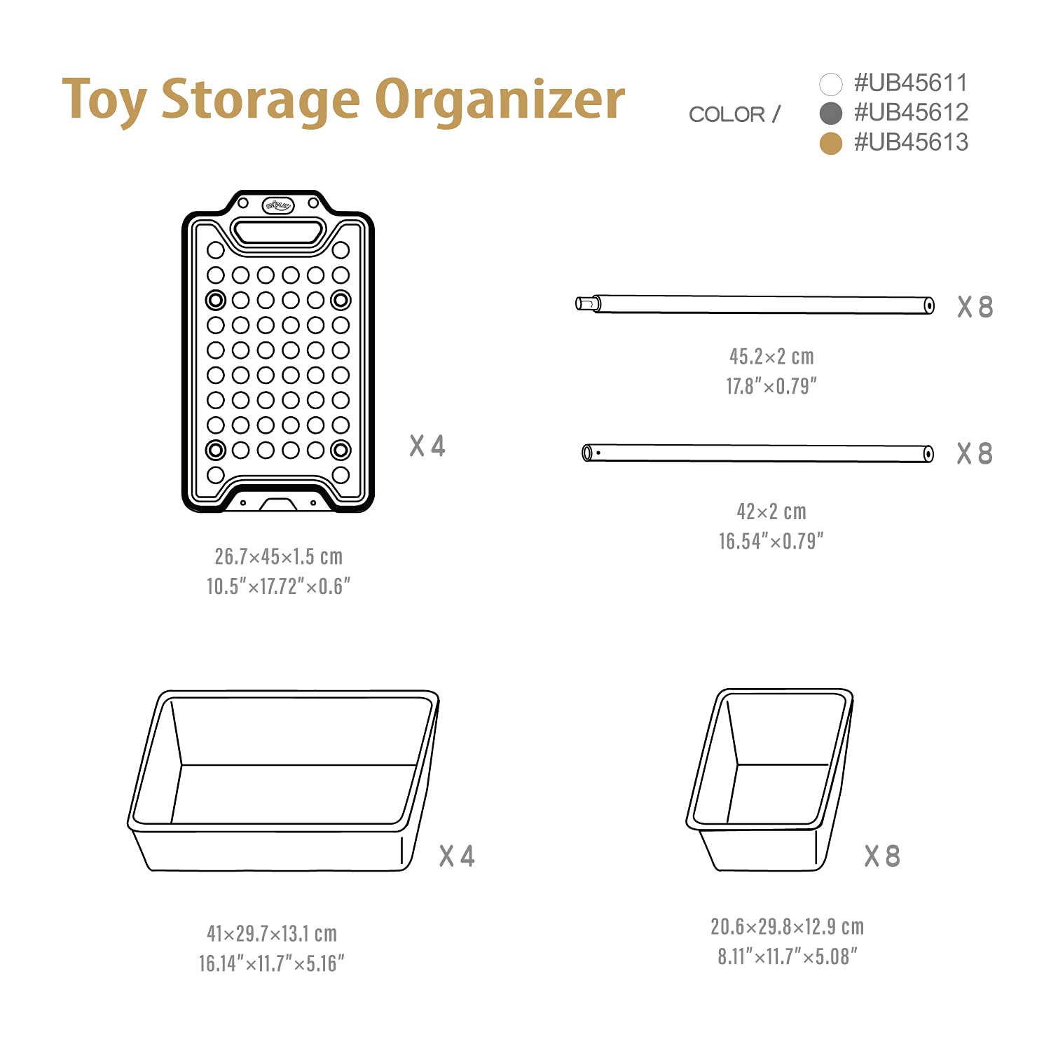 UNiPLAY 12-Bin Toy Organizer with Removable Storage Bins - Kids Bookshelf & Playroom Organizer for LEGO Blocks, School Supplies, Toys - Sturdy Baseplate Frame (Gray) - Perfect for Playrooms, Classrooms & Home Organization