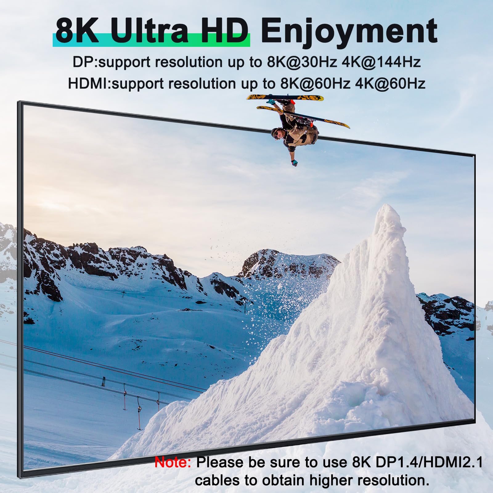MLEEDA 3-in-1 KVM Switch for 3 Computers & 3 Monitors - 8K@60Hz 4K@144Hz HDMI+2 DisplayPort - Share 3 Monitors & 4 USB 3.0 Devices - Includes Wired Remote & 12V Power Adapter - Perfect for Multi-PC Workstations, Gaming Setups & Office Environments