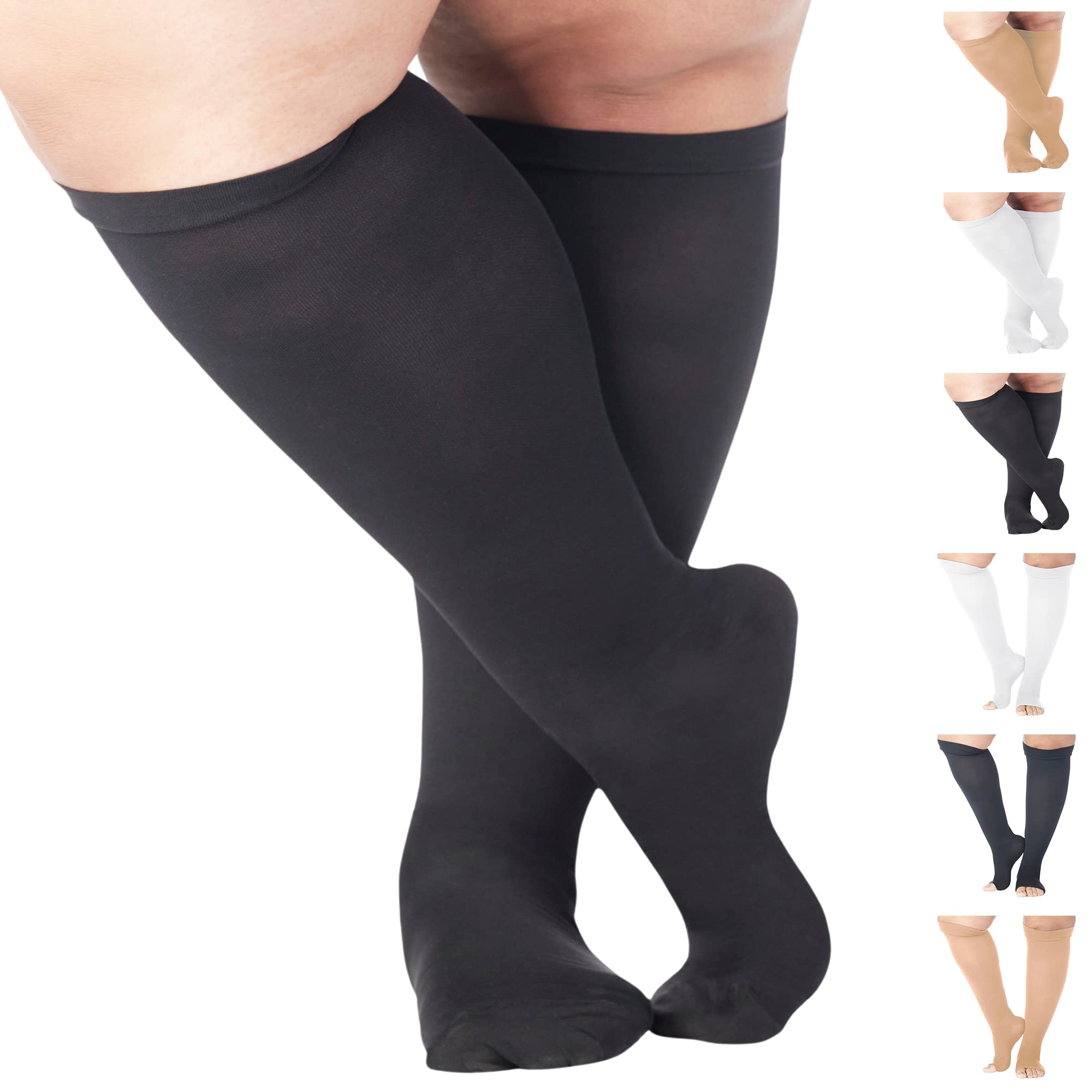 Premium Unisex Compression Socks 10-20mmHg - Open & Closed Toe Options - Made in USA - Ideal for Running, Travel & Circulation Support