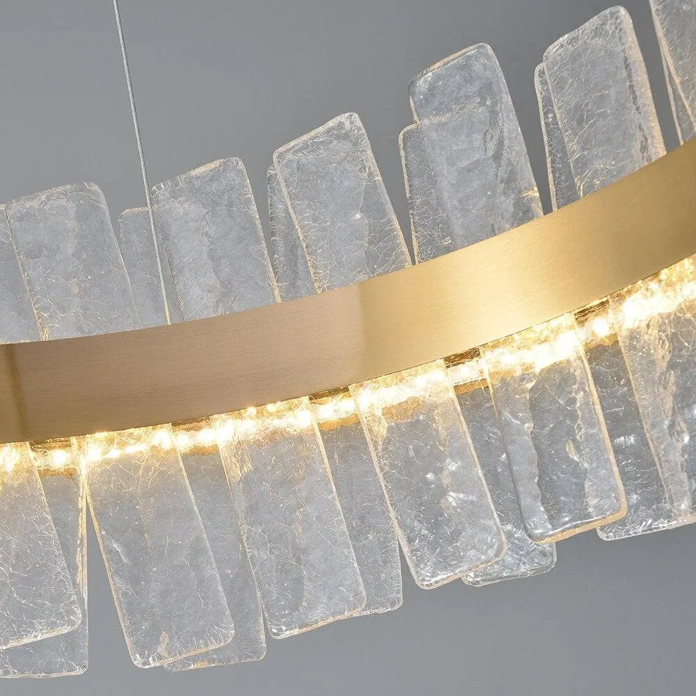 Flake Crystal Round Golden Lamp Body Modern Chandelier - Elegant Lighting Fixture for Dining Room, Bedroom, and Living Room Decor