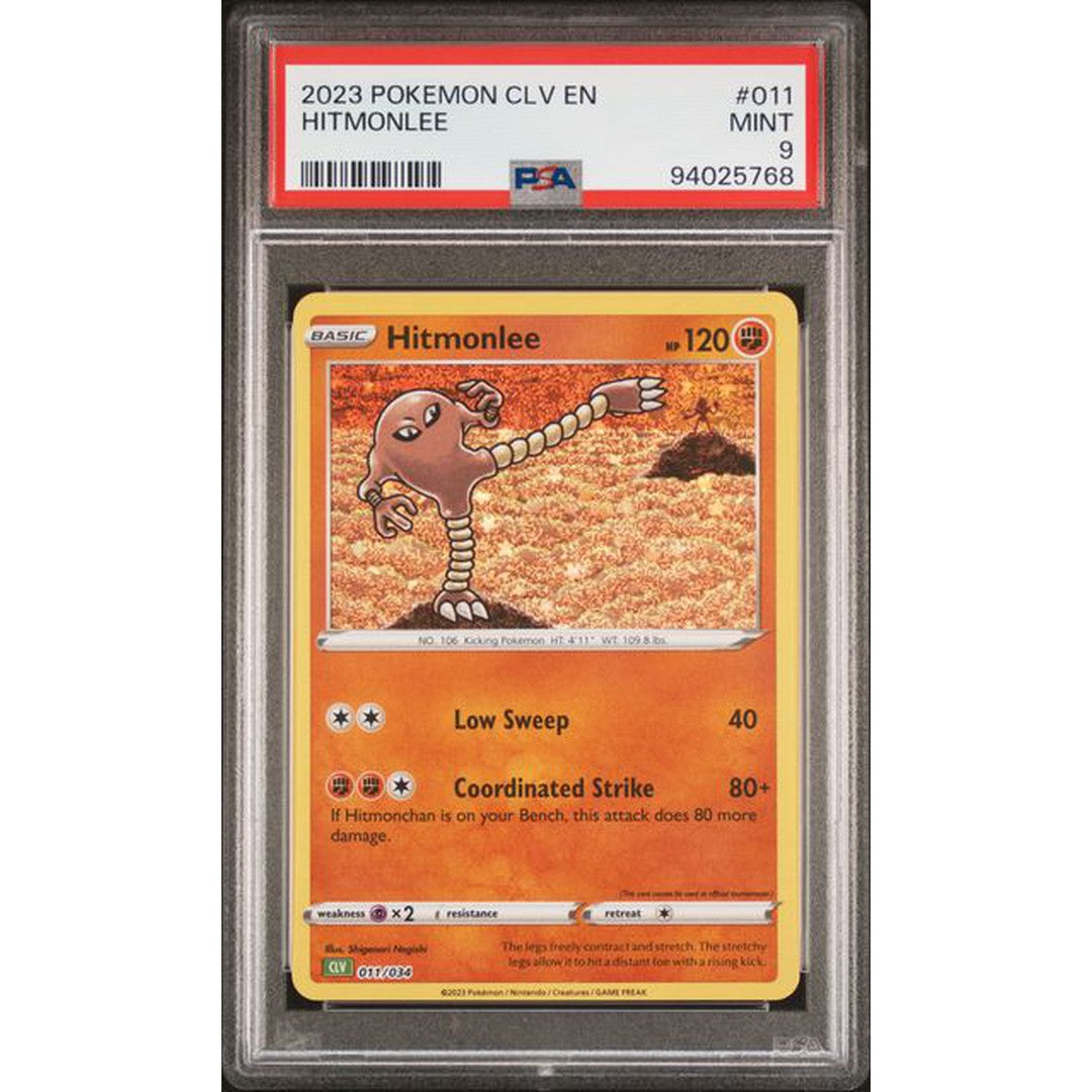 2023 Pokemon Classic Collection Hitmonlee 011/034 PSA 9 Graded Card - Rare Trading Card for Collectors, Battles & Investment