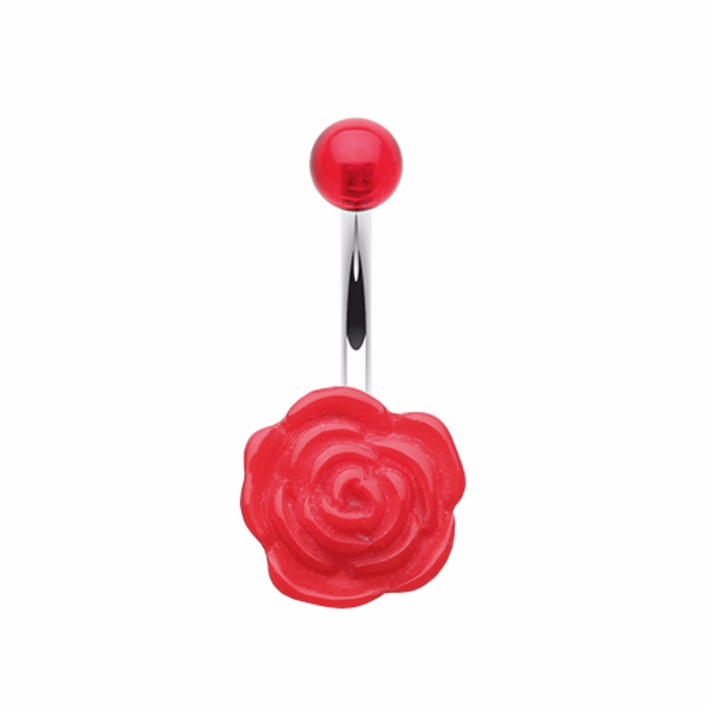 Simple Rose Bloom WildKlass Belly Button Ring - Stylish Navel Piercing Jewelry for Women, Perfect for Parties & Everyday Wear
