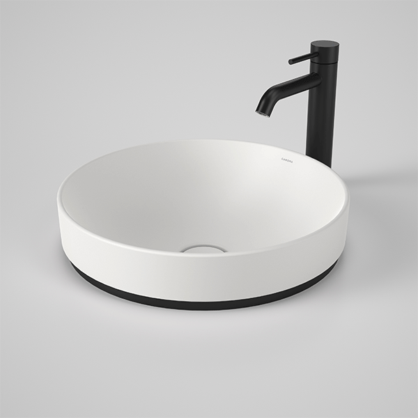 Caroma Liano II 400mm Round Inset Bathroom Sink - Matte White Porcelain - Perfect for Modern Vanities & Small Bathroom Designs