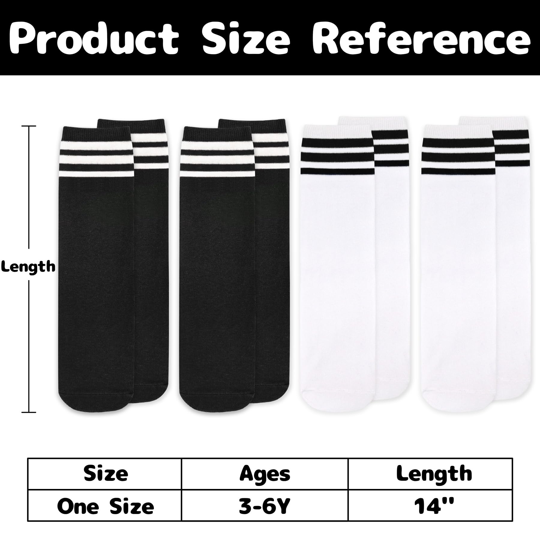 Olreco 4 Pack Kids Soccer Socks - Breathable Cotton Youth Socks for Boys & Girls - Perfect for Soccer, Softball, Baseball & Sports Activities