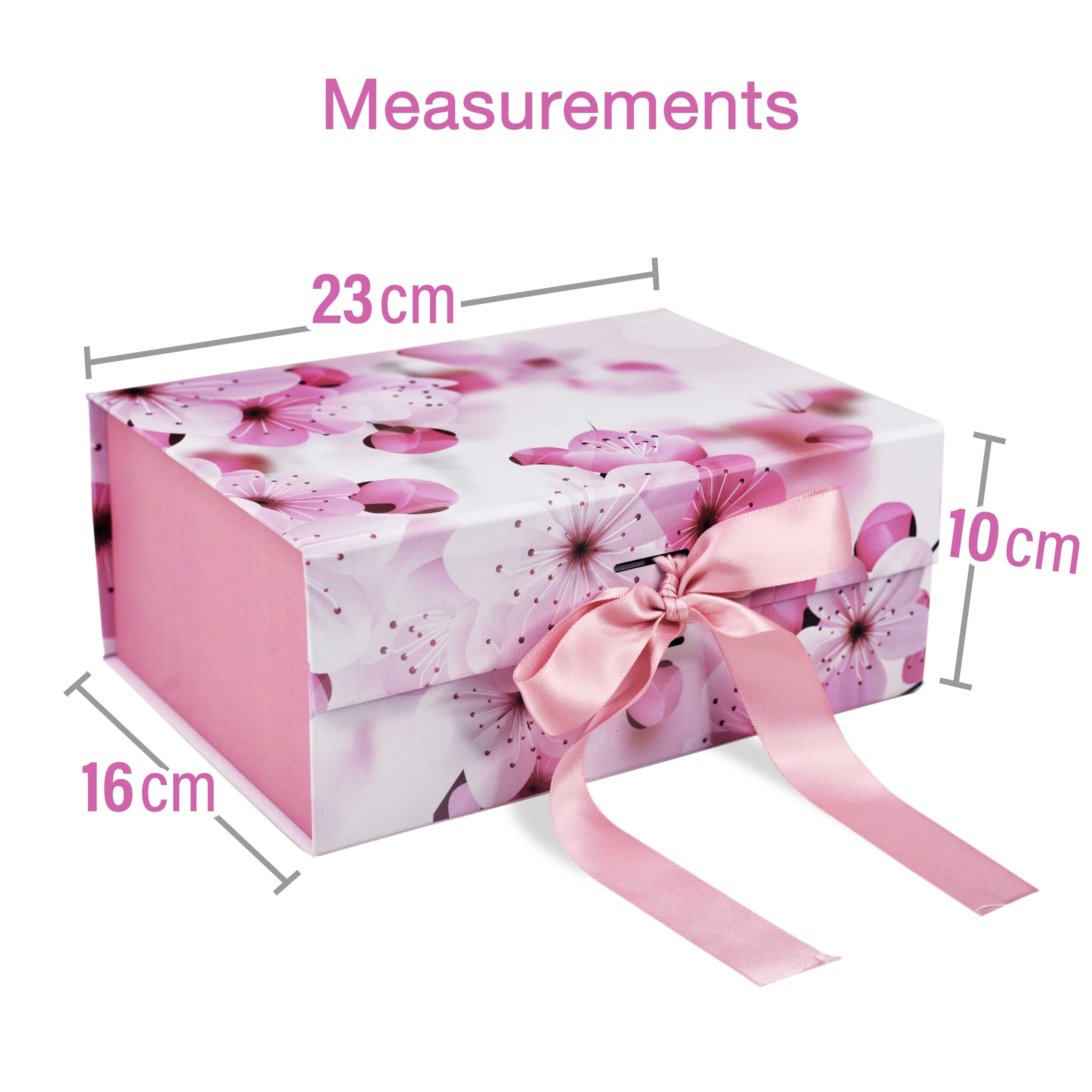 Premium Floral Gift Box for Packaging - 23x16x10cm Rigid Gift Box with Japanese Blossom Design, Multipurpose Hamper Box Holds Up to 5kg (1 Pack) - Perfect for Wedding Favors, Birthday Gifts & Luxury Product Packaging