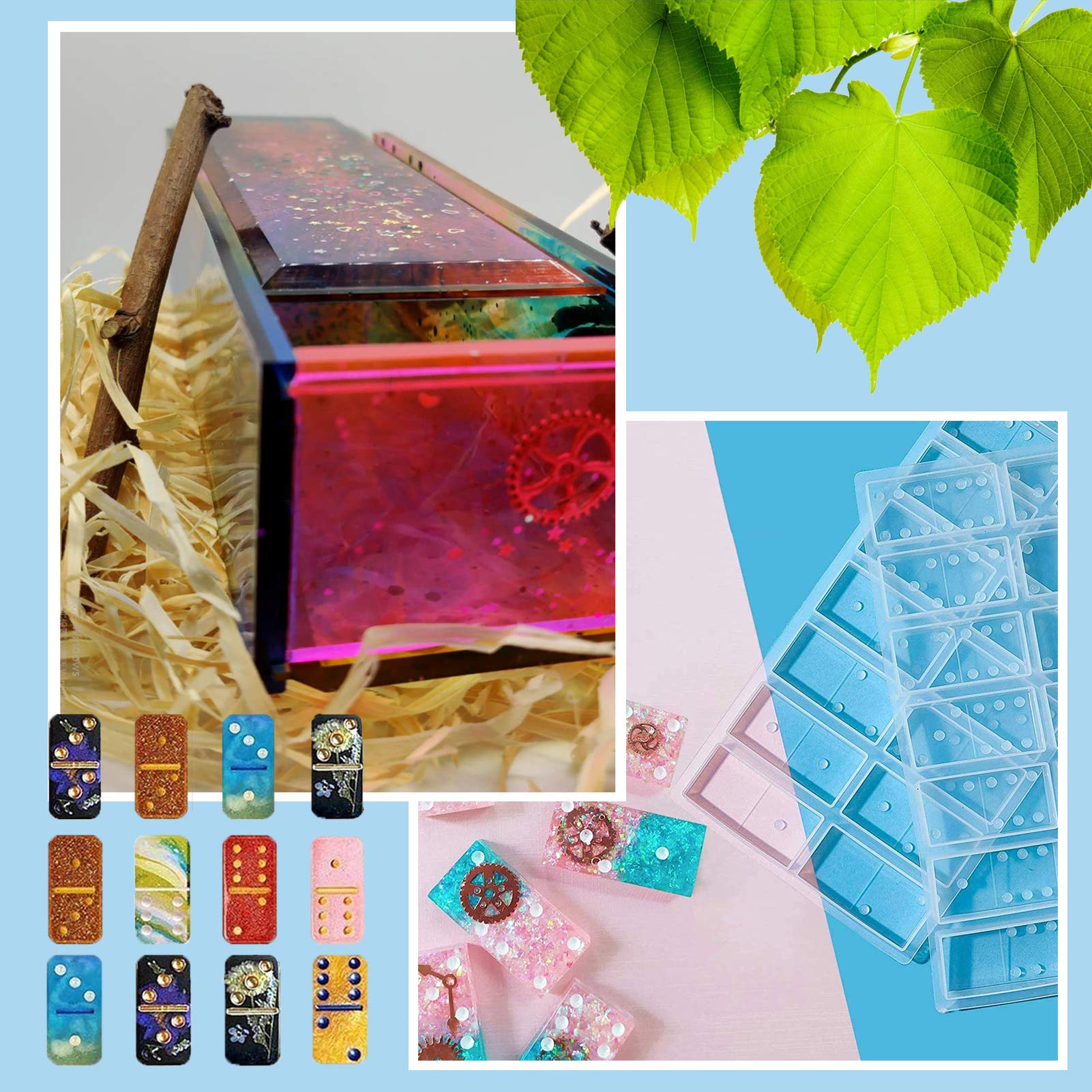 Epoxy Resin Domino Molds Set - DIY Craft Silicone Molds for Jewelry, Keychains & Home Decor - Perfect for Resin Casting, Storage Box Making & Art Projects