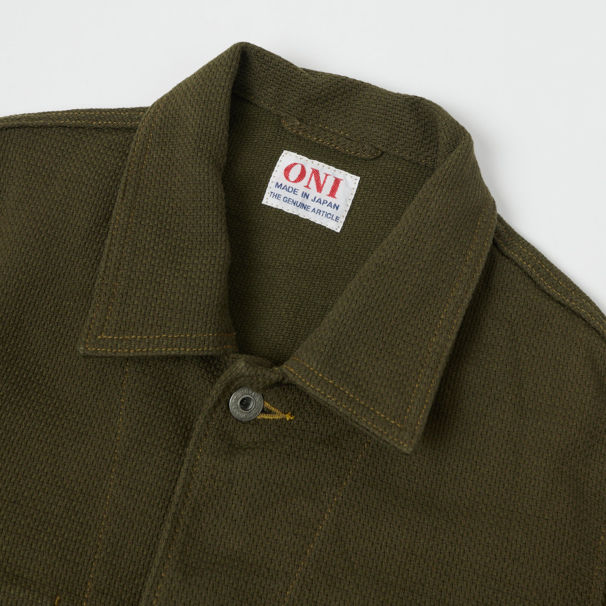 ONI 03100 OLVDR Sashiko Dobby Coverall Jacket - Olive Drab Workwear for Men | Durable & Stylish Utility Jacket for Outdoor Work, Hiking & Casual Wear
