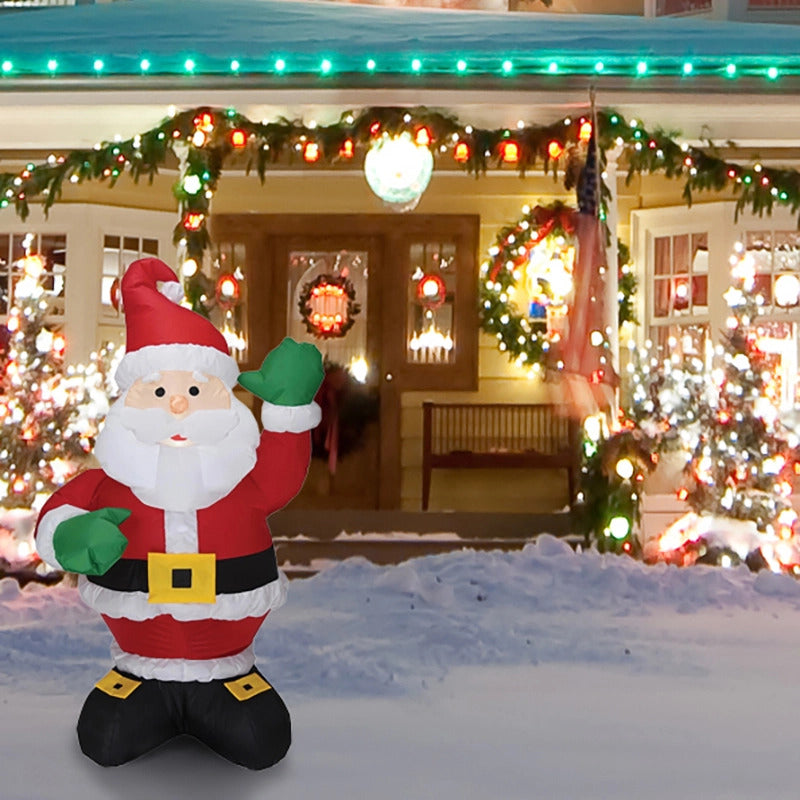 Inflatable Santa Claus Christmas Decor - 135cm LED Lighted Blow Up Outdoor Holiday Decoration for Yard, Garden, and Party Decorations