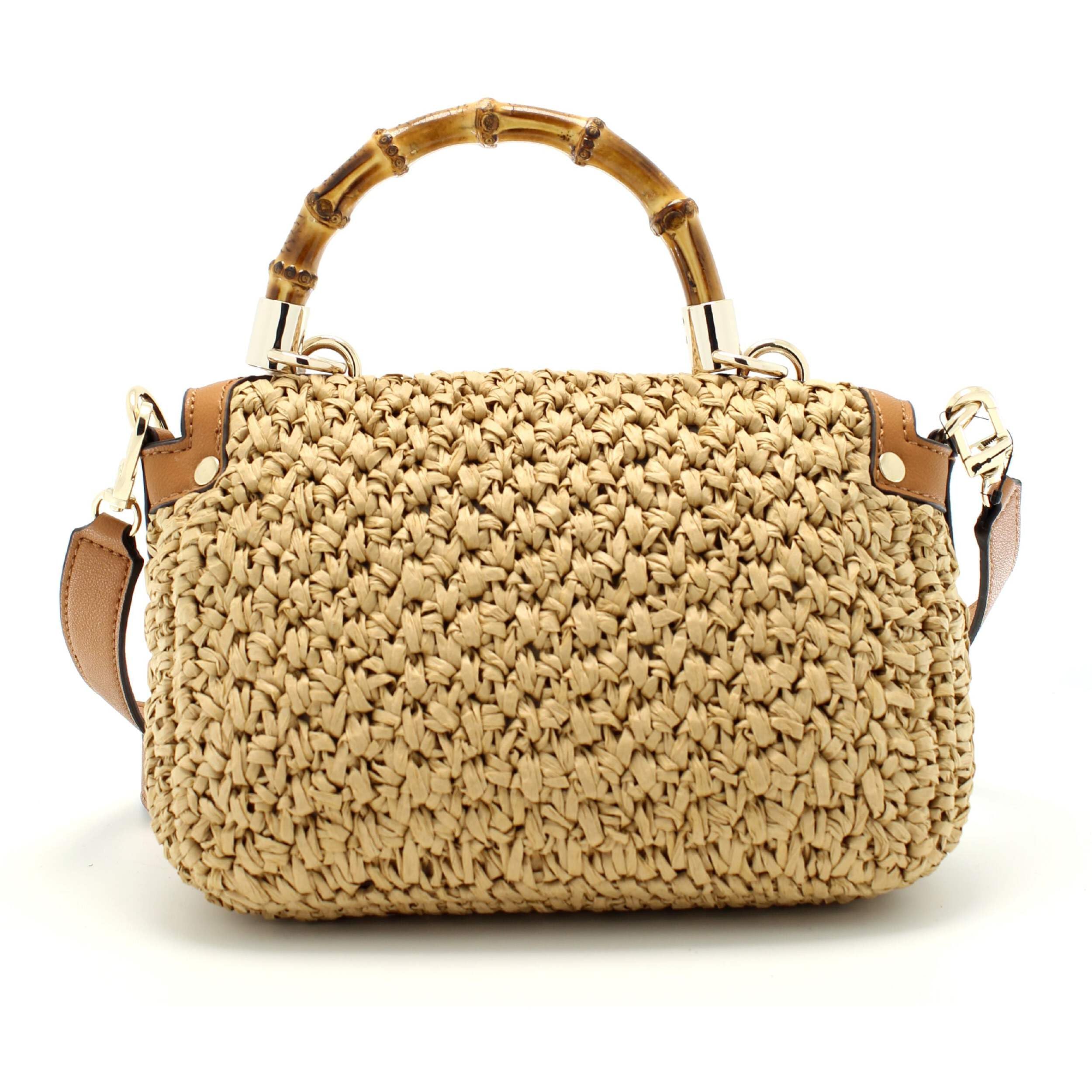 GUESS Siria Straw Top Handle Bag for Women - Stylish Woven Straw Tote with Leather Handles - Perfect for Beach, Summer Outfits & Vacation Accessories