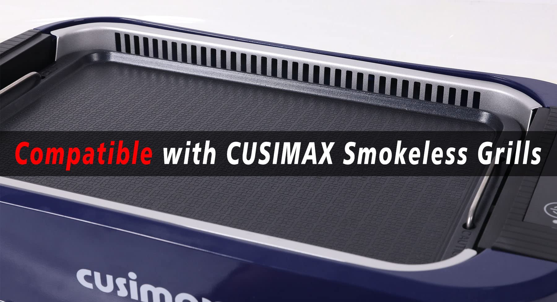 CUSIMAX 1500W Electric Smokeless Indoor Grill with Tempered Glass Lid - Nonstick Flat Top Griddle & Pancake Maker, Dishwasher Safe, Blue - Perfect for Healthy Cooking, Breakfast, Burgers & Family BBQs