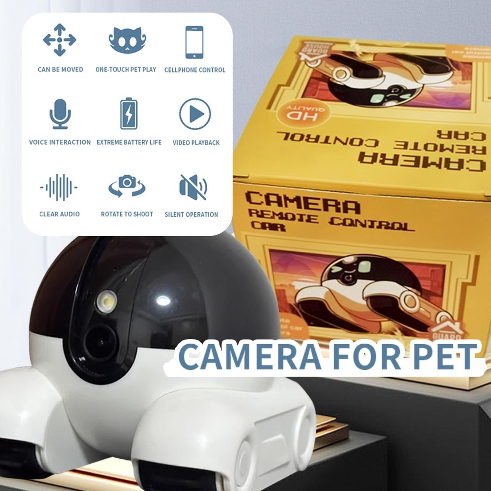 Smart Wireless Pet Camera with 1080P HD Video, 2-Way Audio, Night Vision & Remote App Control - Home Security Monitor for Dogs, Cats & Pets (White) - Perfect for Indoor Pet Monitoring & Home Surveillance